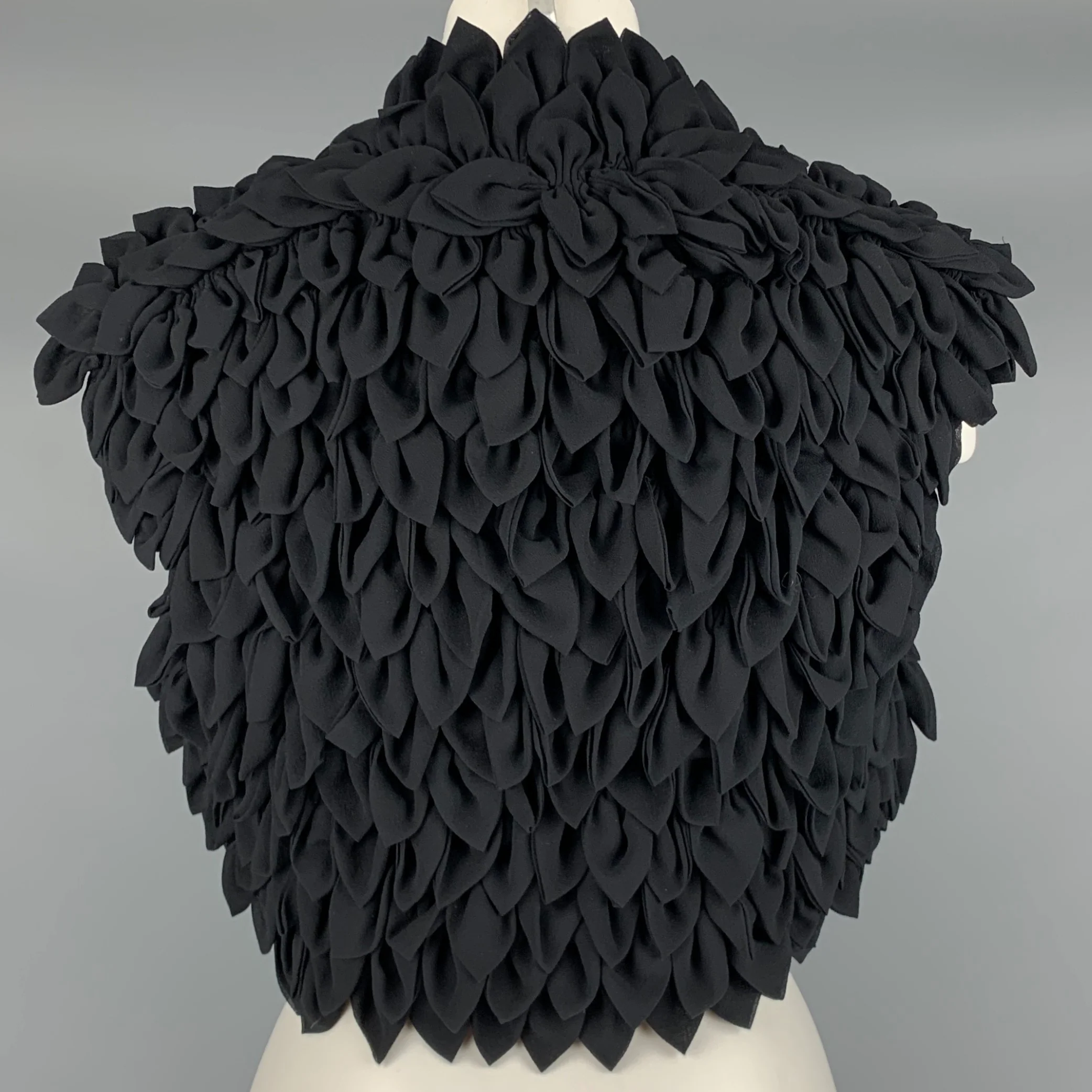 CATHERINE MALANDRINO Size S Black Silk Leaves Cropped Vest - Image 4