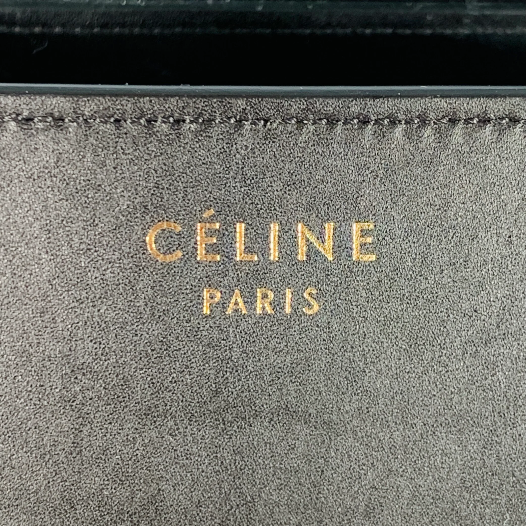 CELINE Brown Taupe Color Block Leather Tote Handbag - Image 3