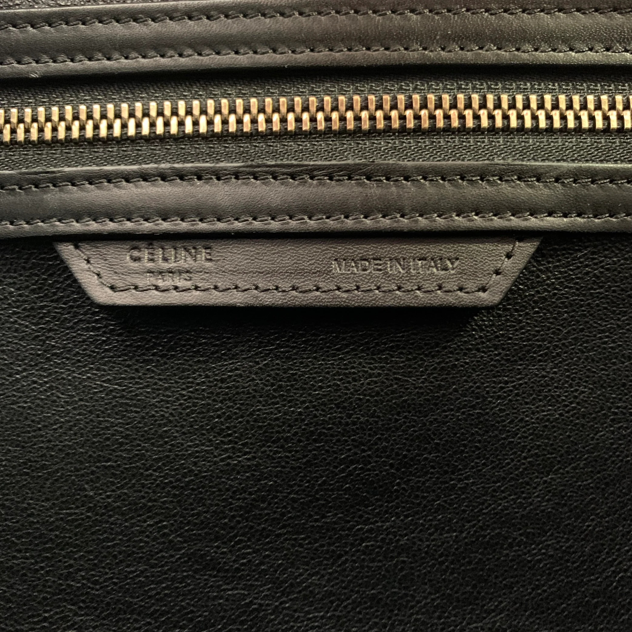 CELINE Brown Taupe Color Block Leather Tote Handbag - Image 7