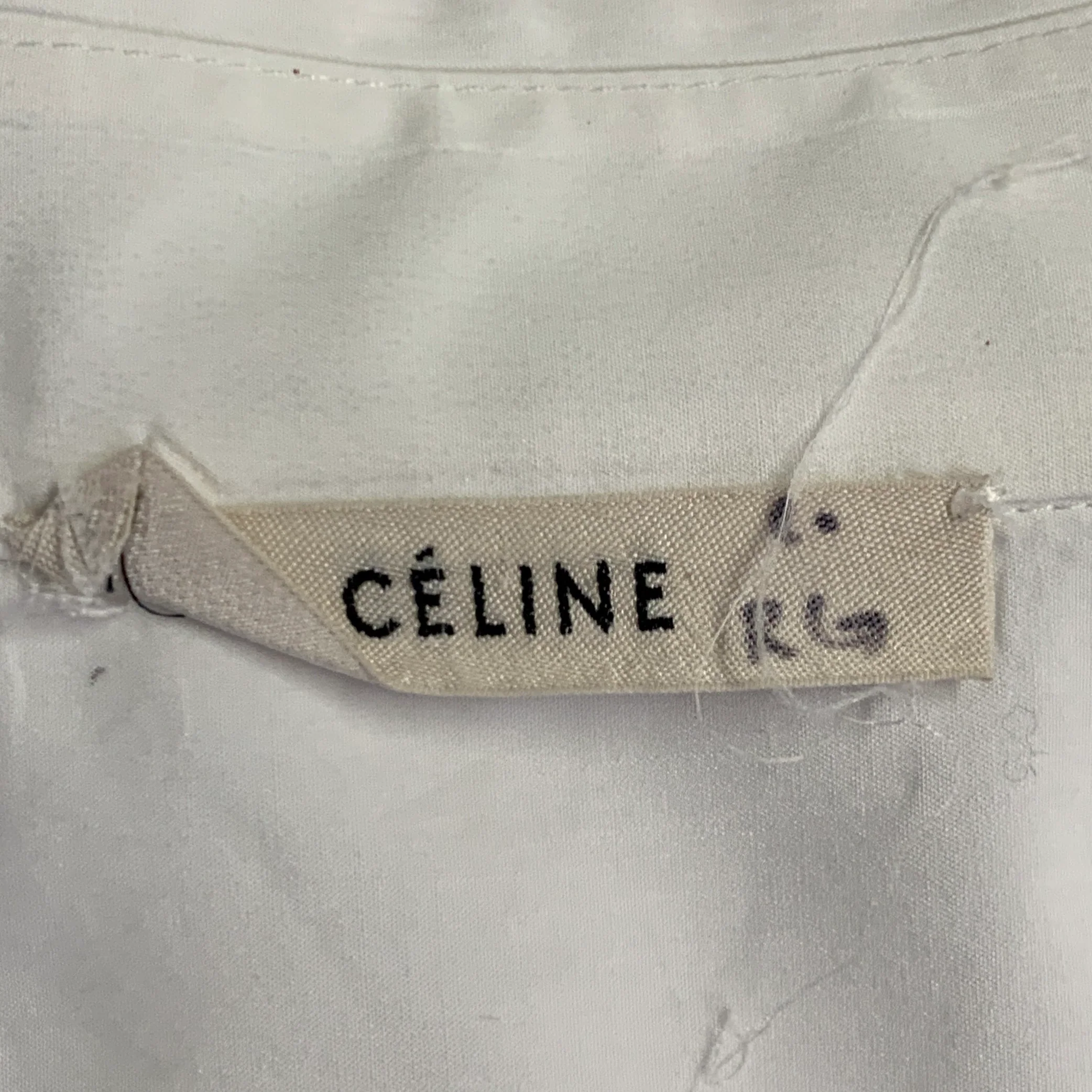 CELINE Size 12 White Cotton Hidden Buttons Formal Shirt - Image 5