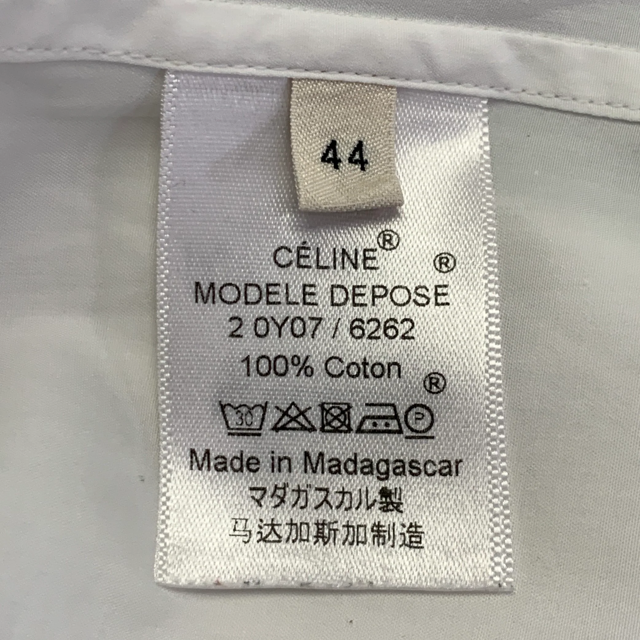 CELINE Size 12 White Cotton Hidden Buttons Formal Shirt - Image 6