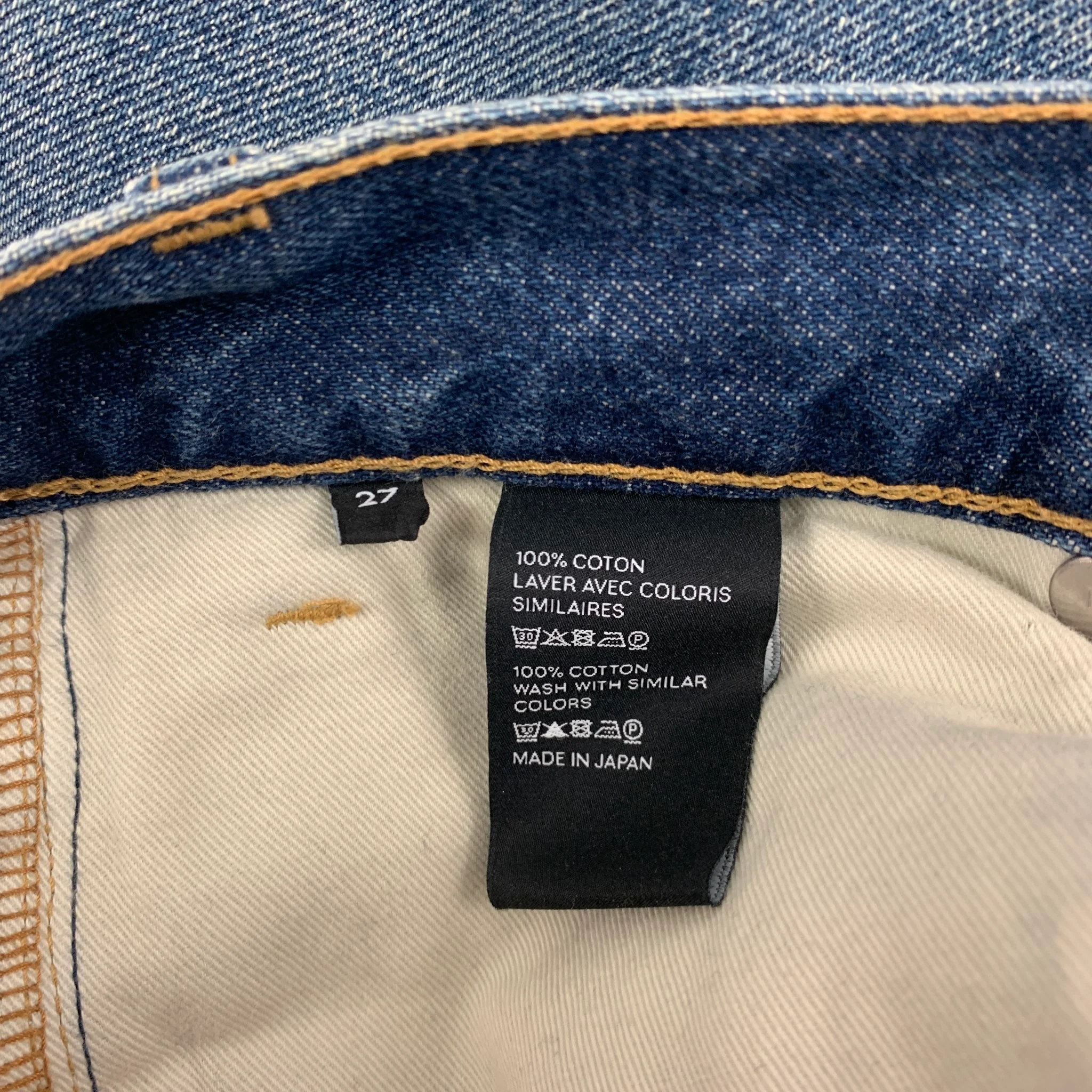 CELINE Size 27 Blue Cotton Distressed Jeans - Image 3
