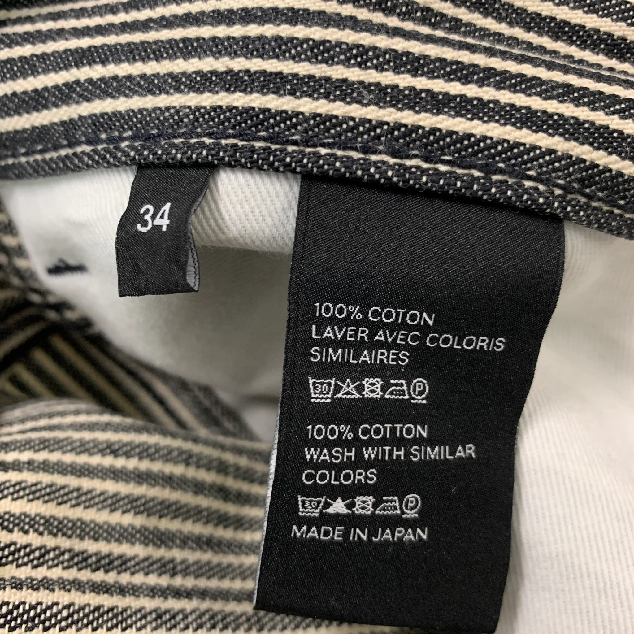 CELINE Size 34 Indigo White Stripe Cotton Zip Fly Jeans - Image 4