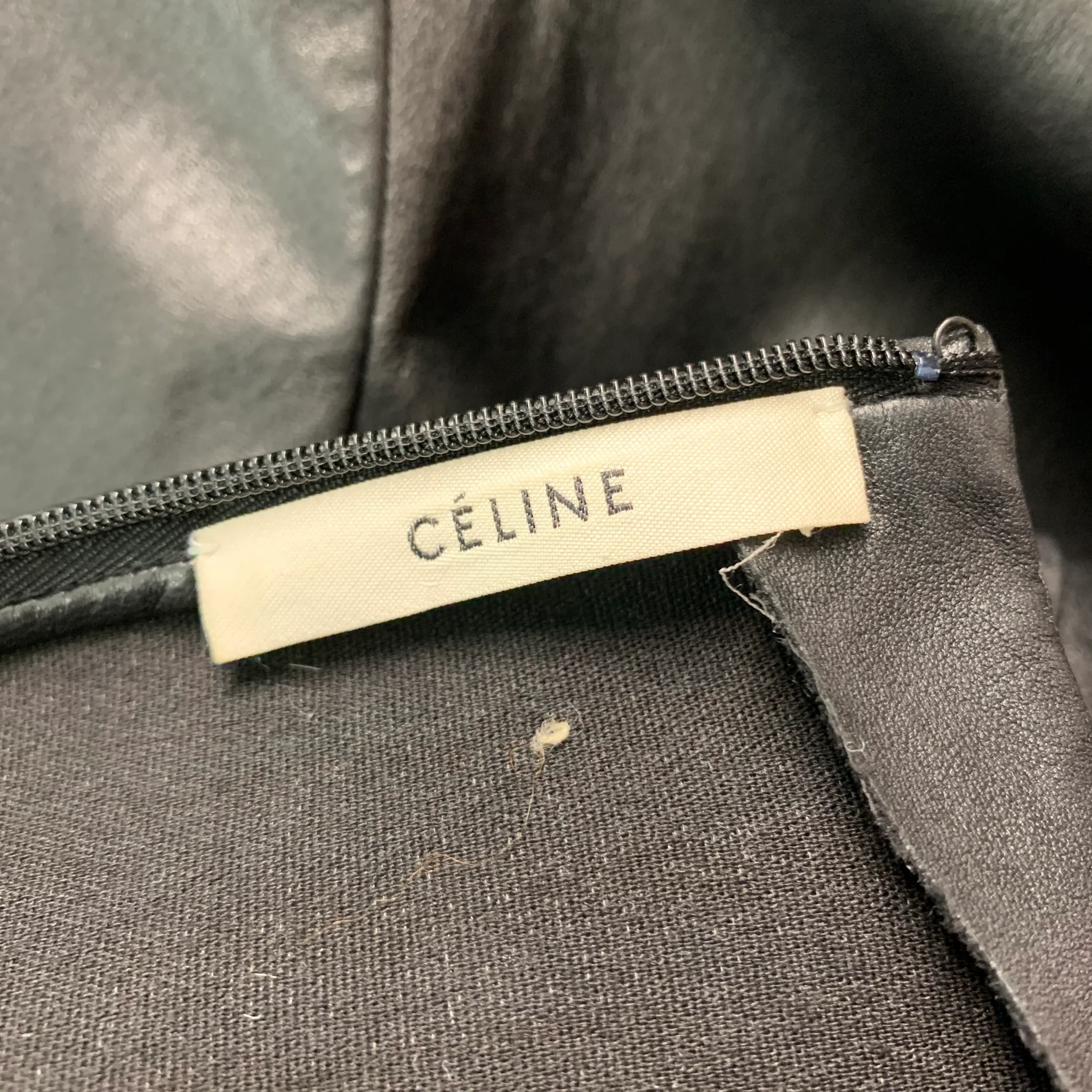 CELINE Size 4 Black Lamb Skin Short Sleeve Casual Top - Image 4
