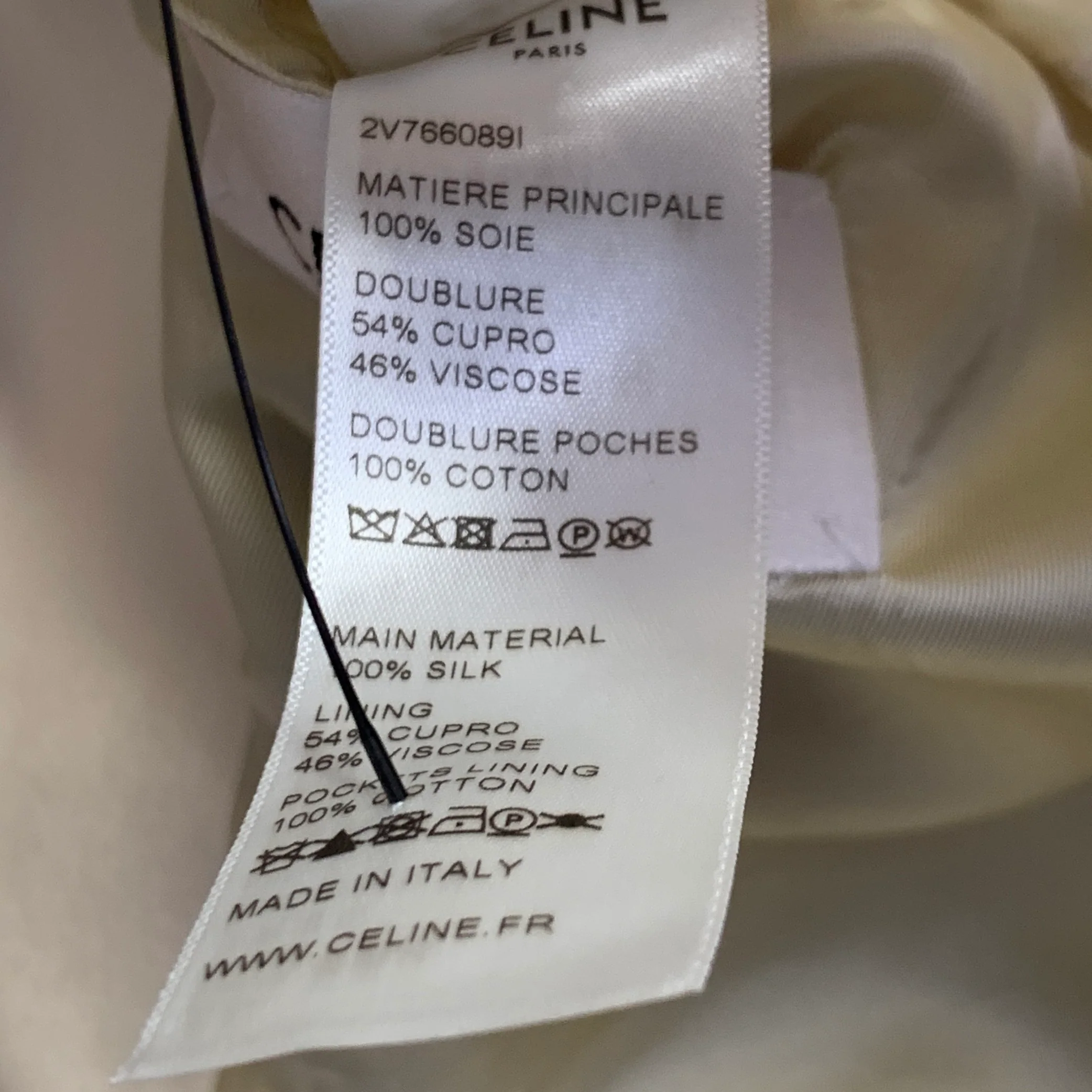 CELINE Size 42 Cream Silk Notch Lapel Sport Coat - Image 11