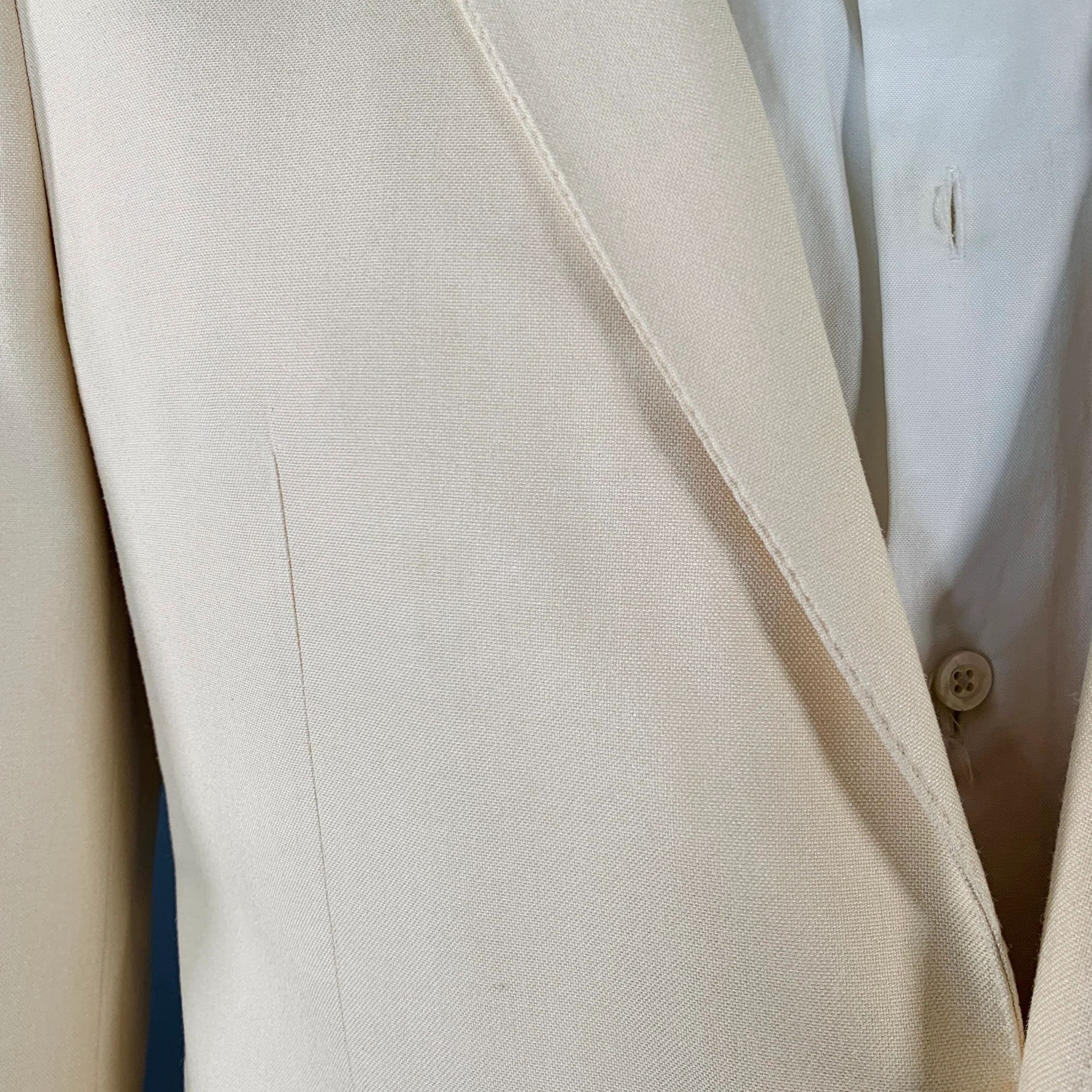 CELINE Size 42 Cream Silk Notch Lapel Sport Coat - Image 7
