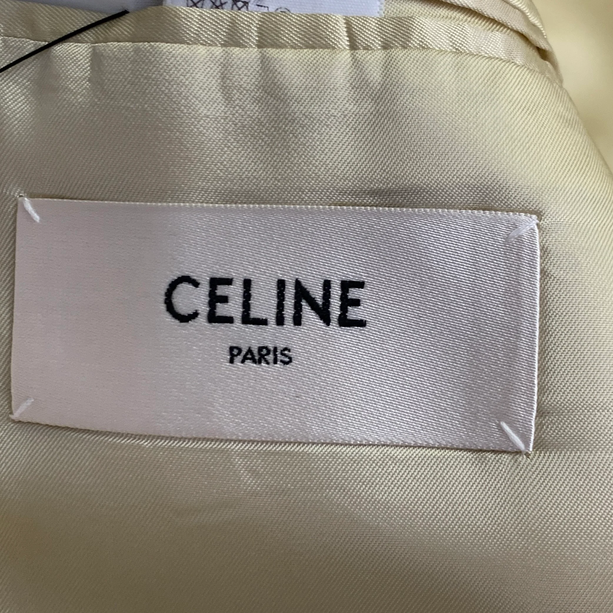 CELINE Size 42 Cream Silk Notch Lapel Sport Coat - Image 8