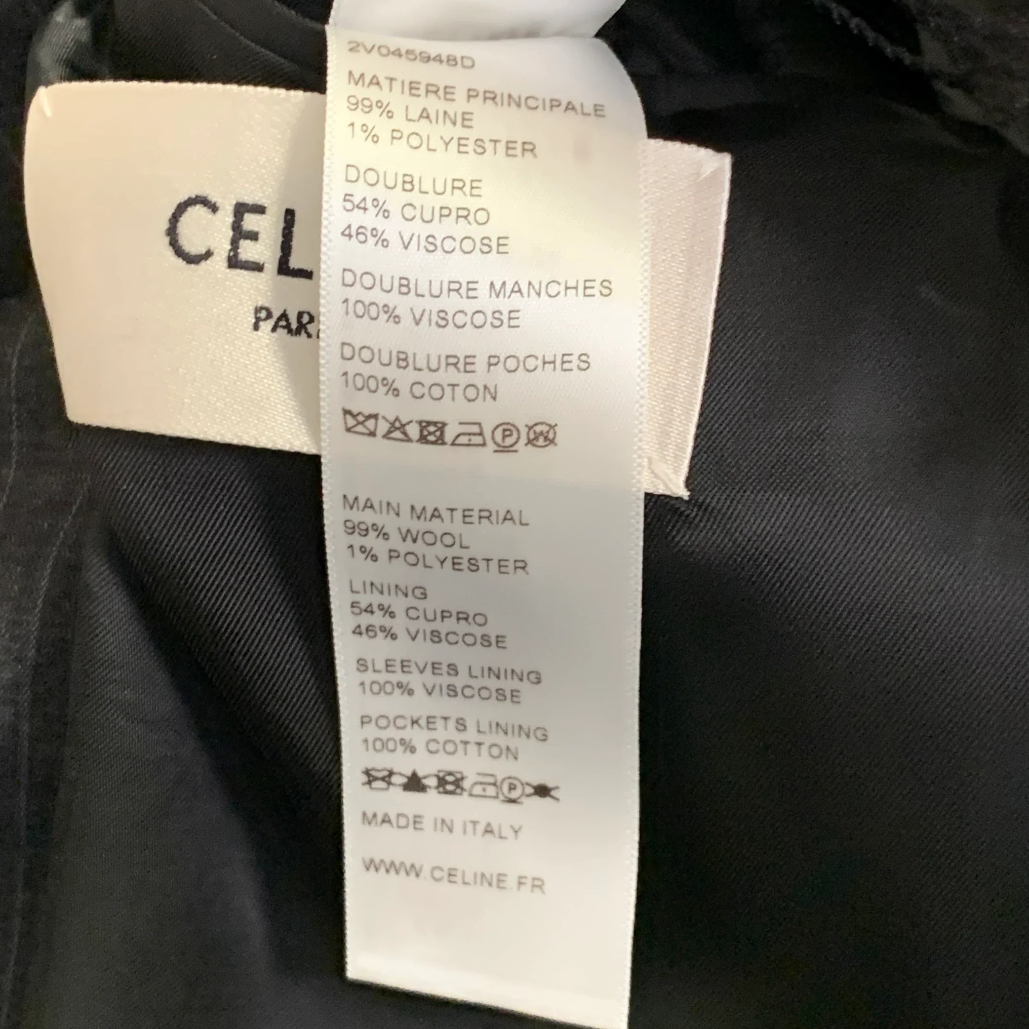 CELINE Size 44 Regular Grey Charcoal Stripe Wool Polyester Suit - Image 10