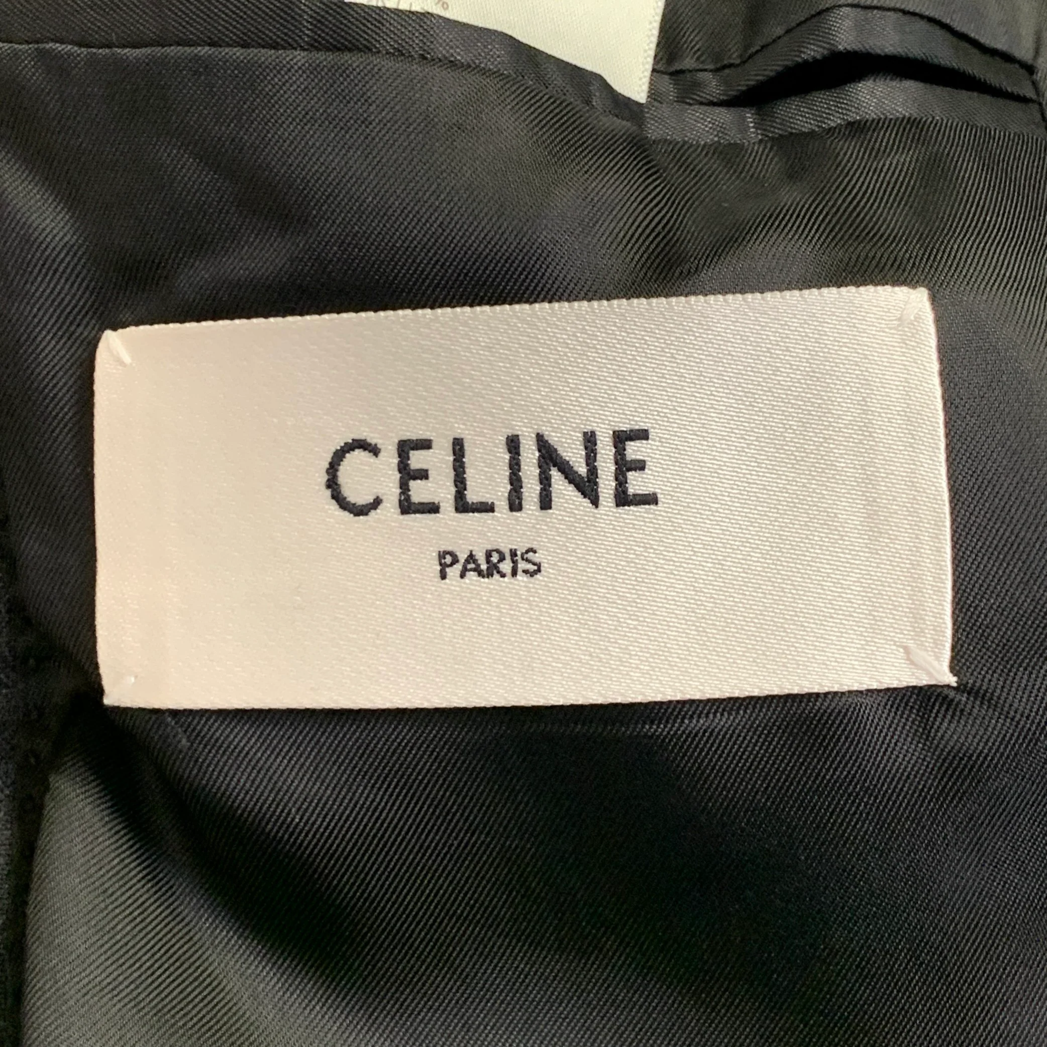 CELINE Size 44 Regular Grey Charcoal Stripe Wool Polyester Suit - Image 7