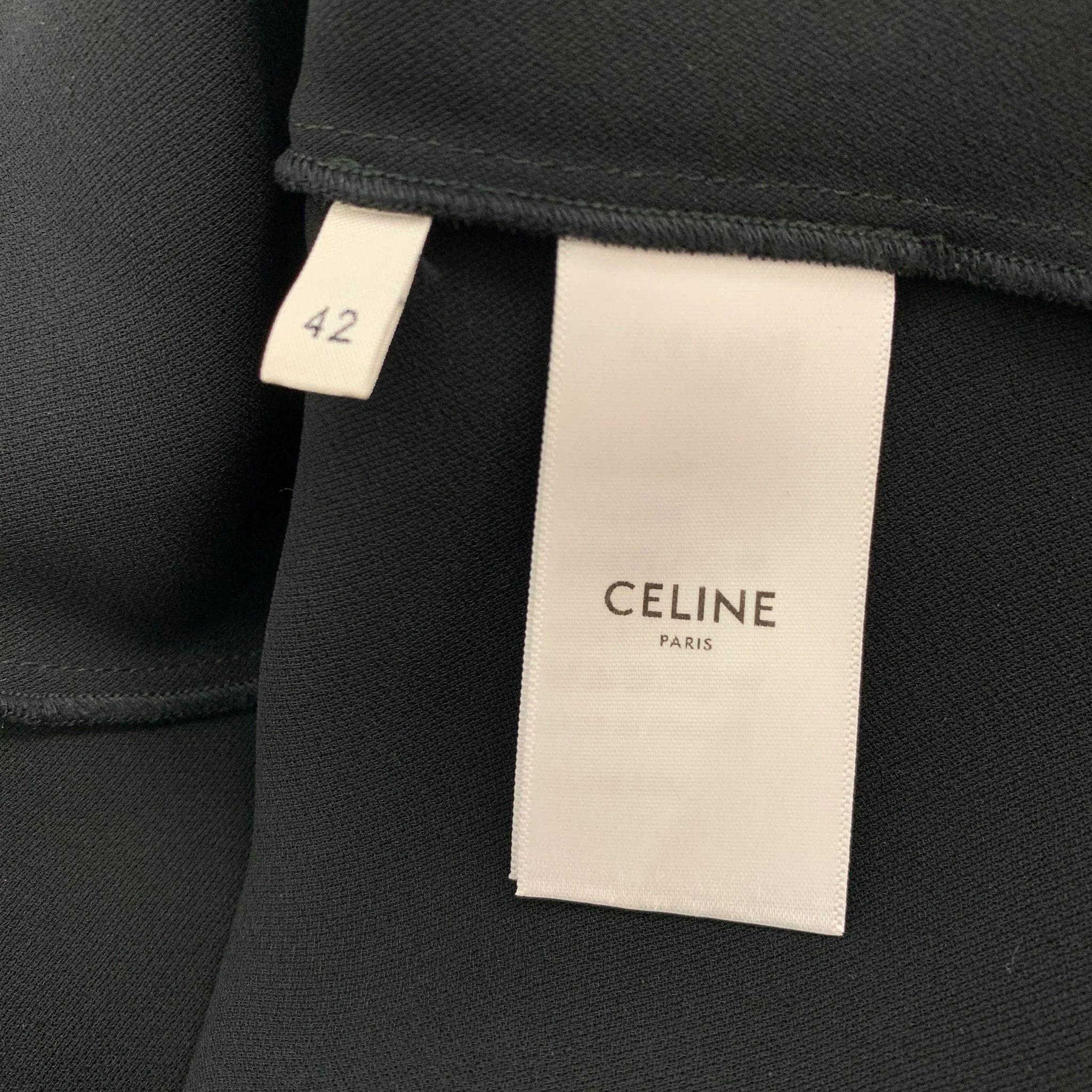 CELINE Size 6 Black Silk Spaghetti Straps Mid-Calf Cocktail Dress - Image 4