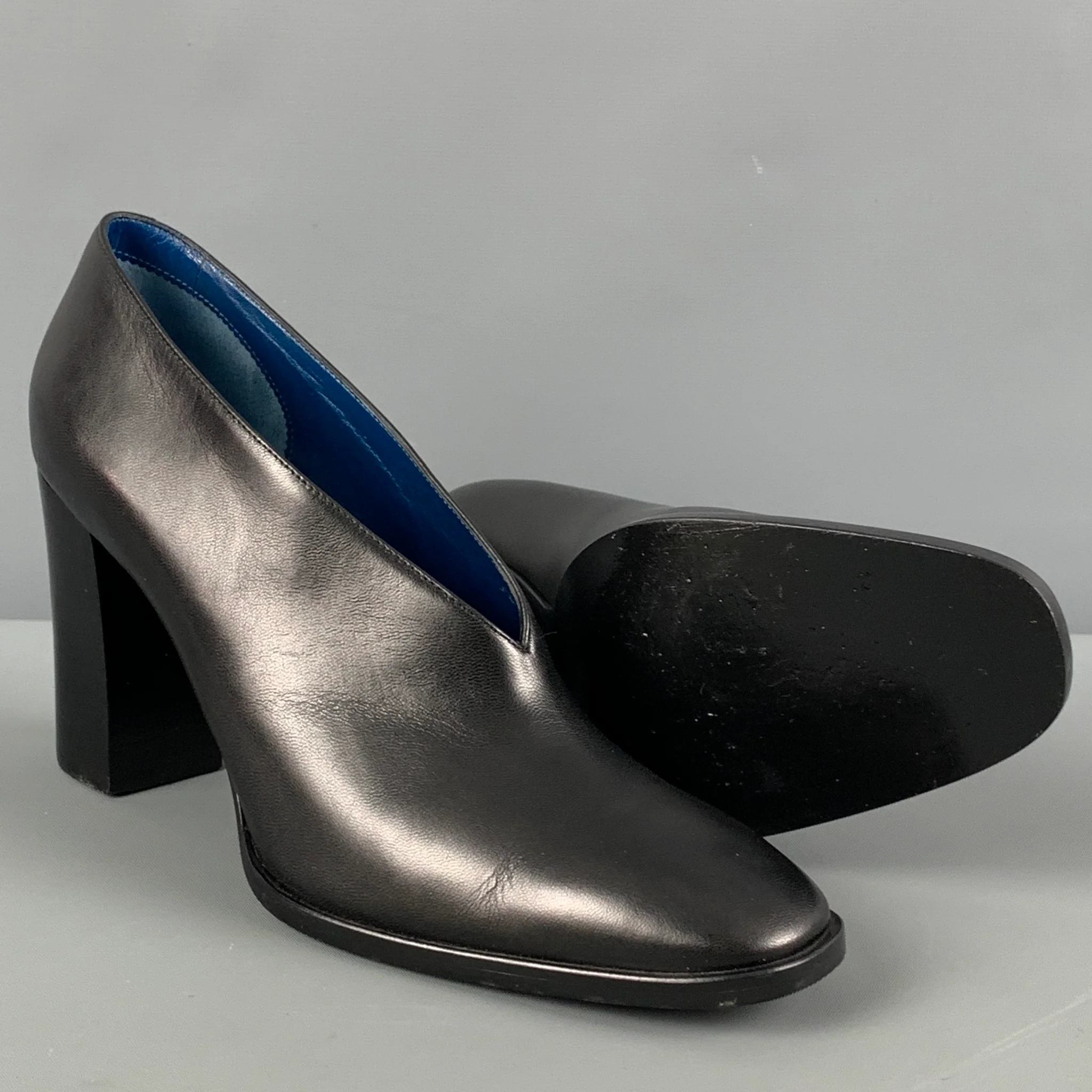 CELINE Size 7.5 Black Leather Chunky heel Boots - Image 3
