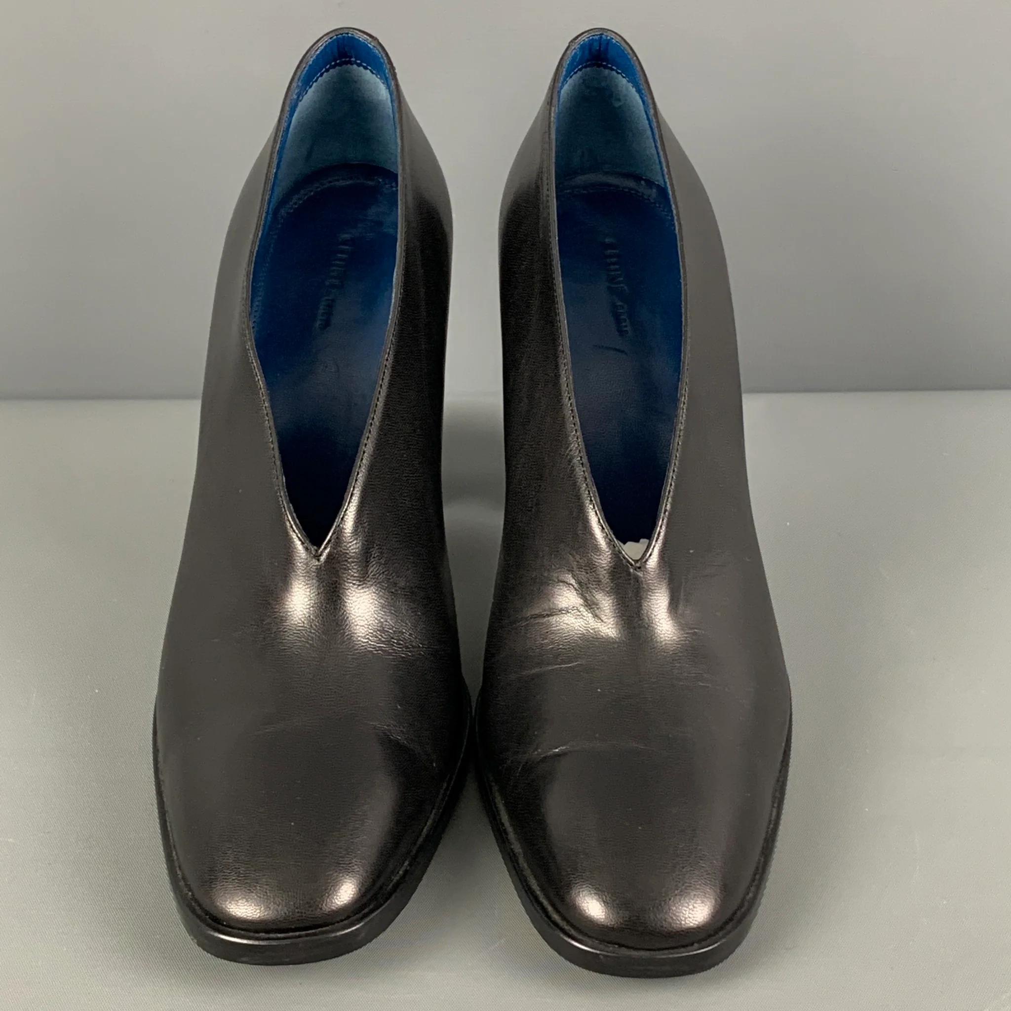 CELINE Size 7.5 Black Leather Chunky heel Boots - Image 4