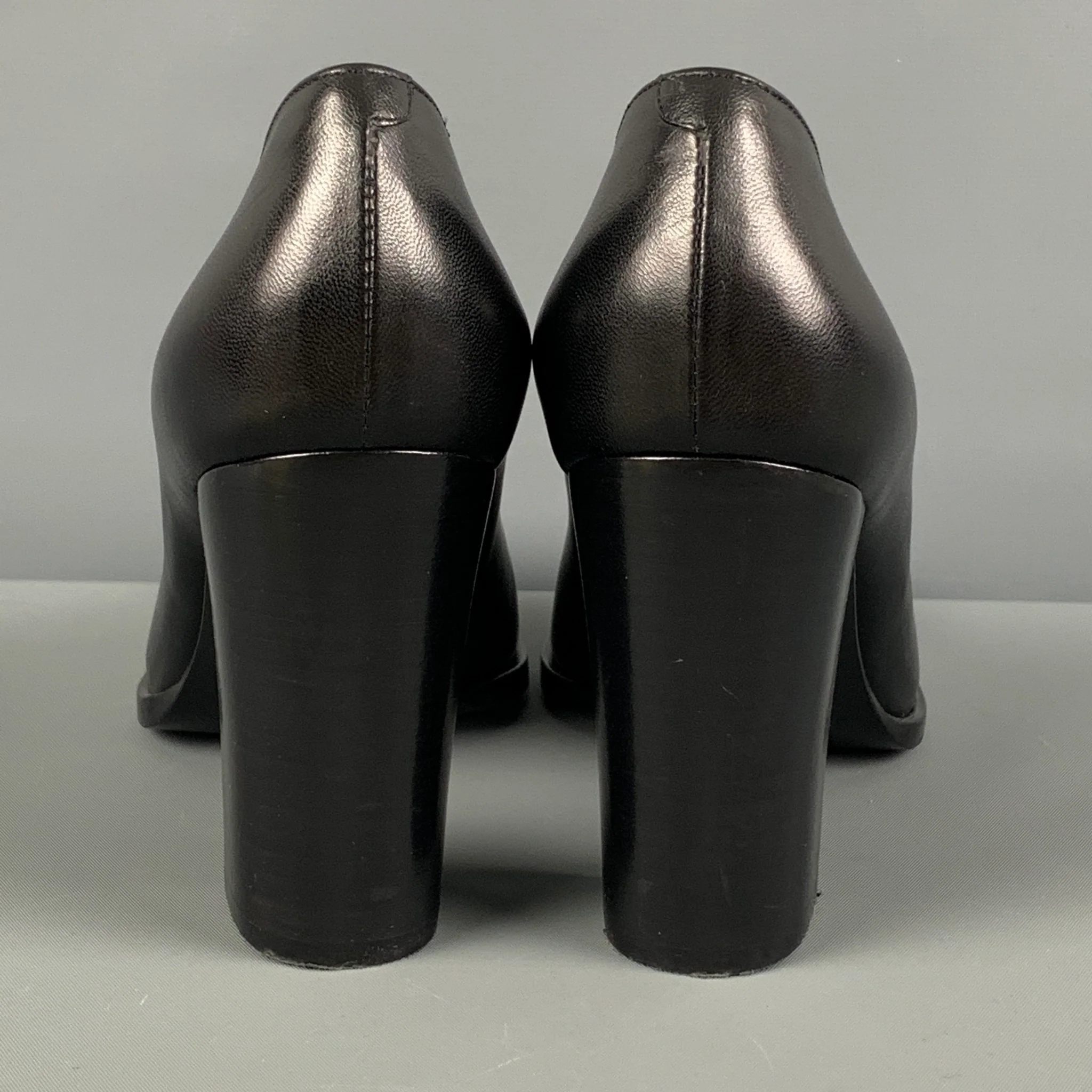 CELINE Size 7.5 Black Leather Chunky heel Boots - Image 5
