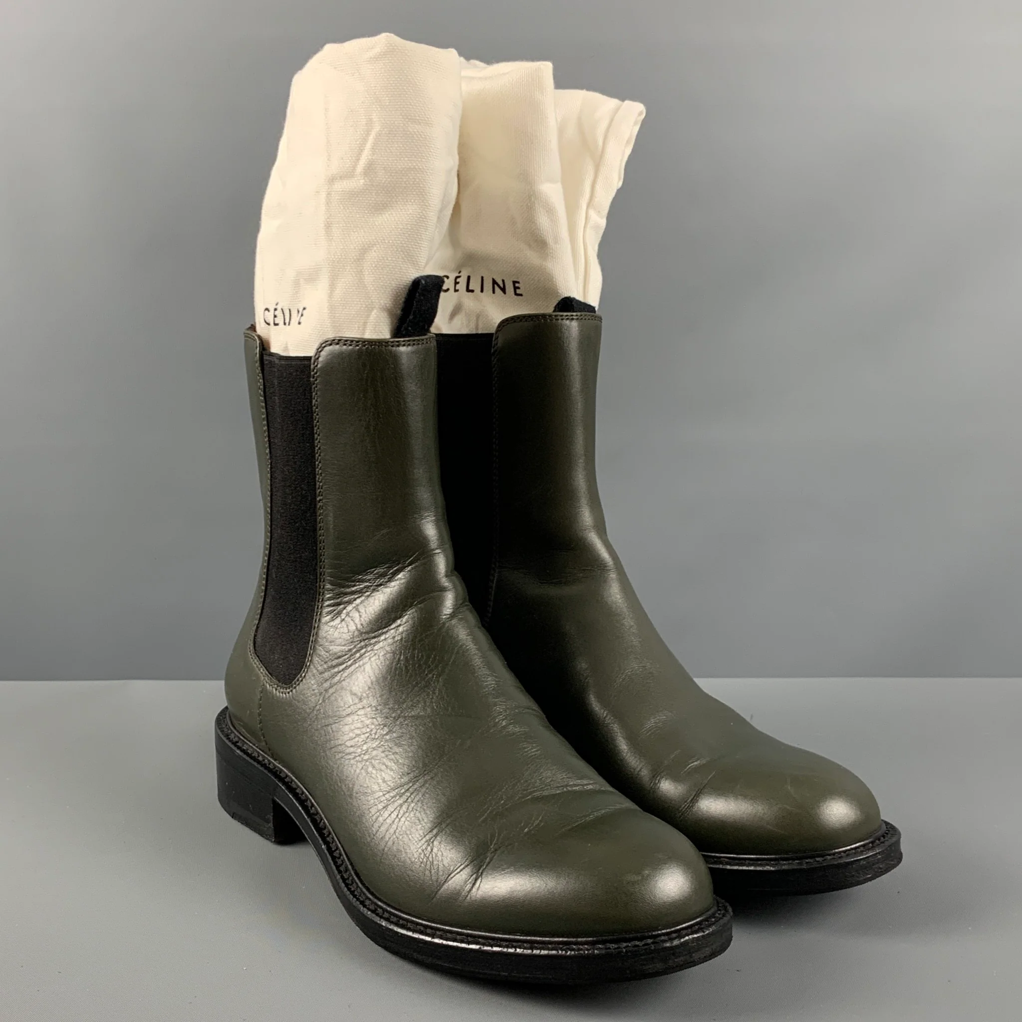 CELINE Size 7.5 Leather Boots - Image 7