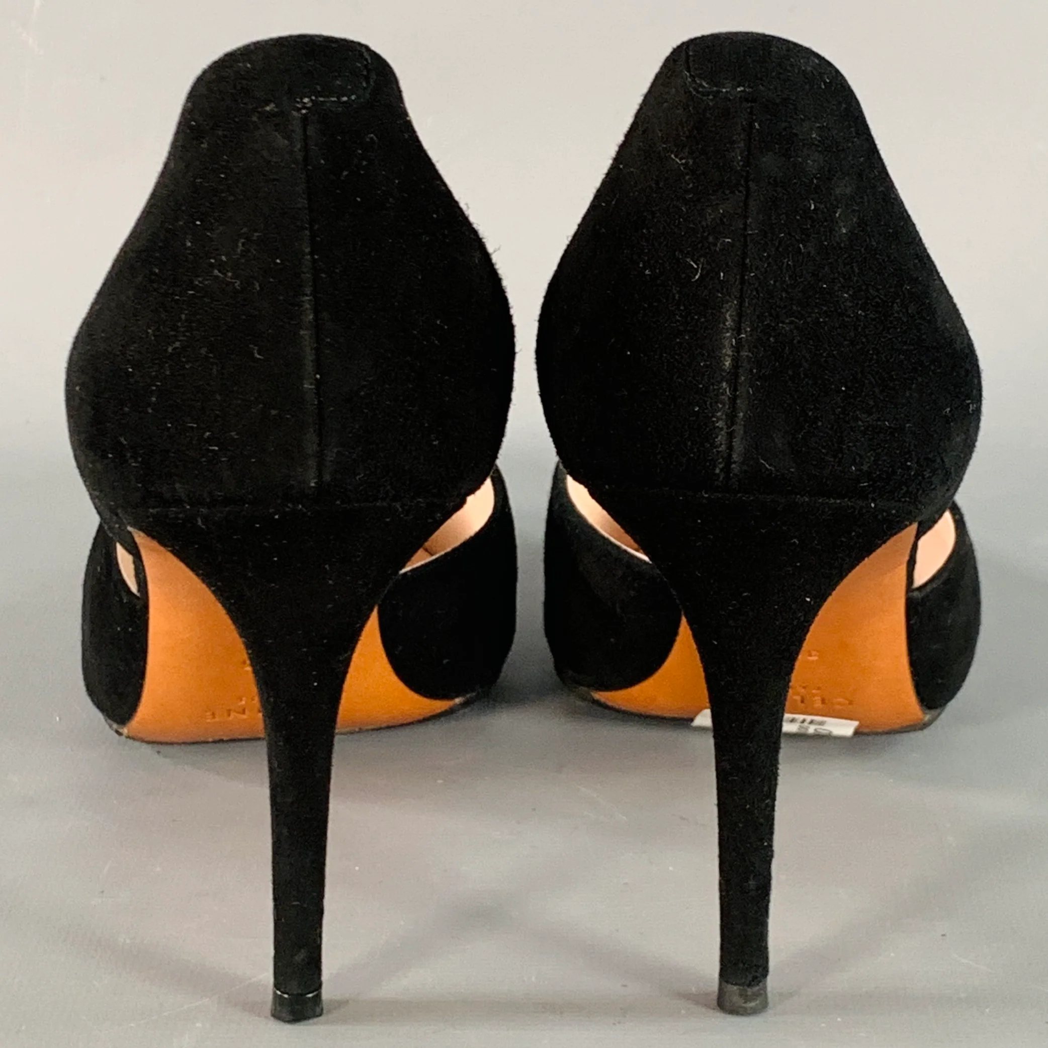 CELINE Size 8.5 Black Suede Pointed Toe D'Orsay Stiletto Pumps - Image 3