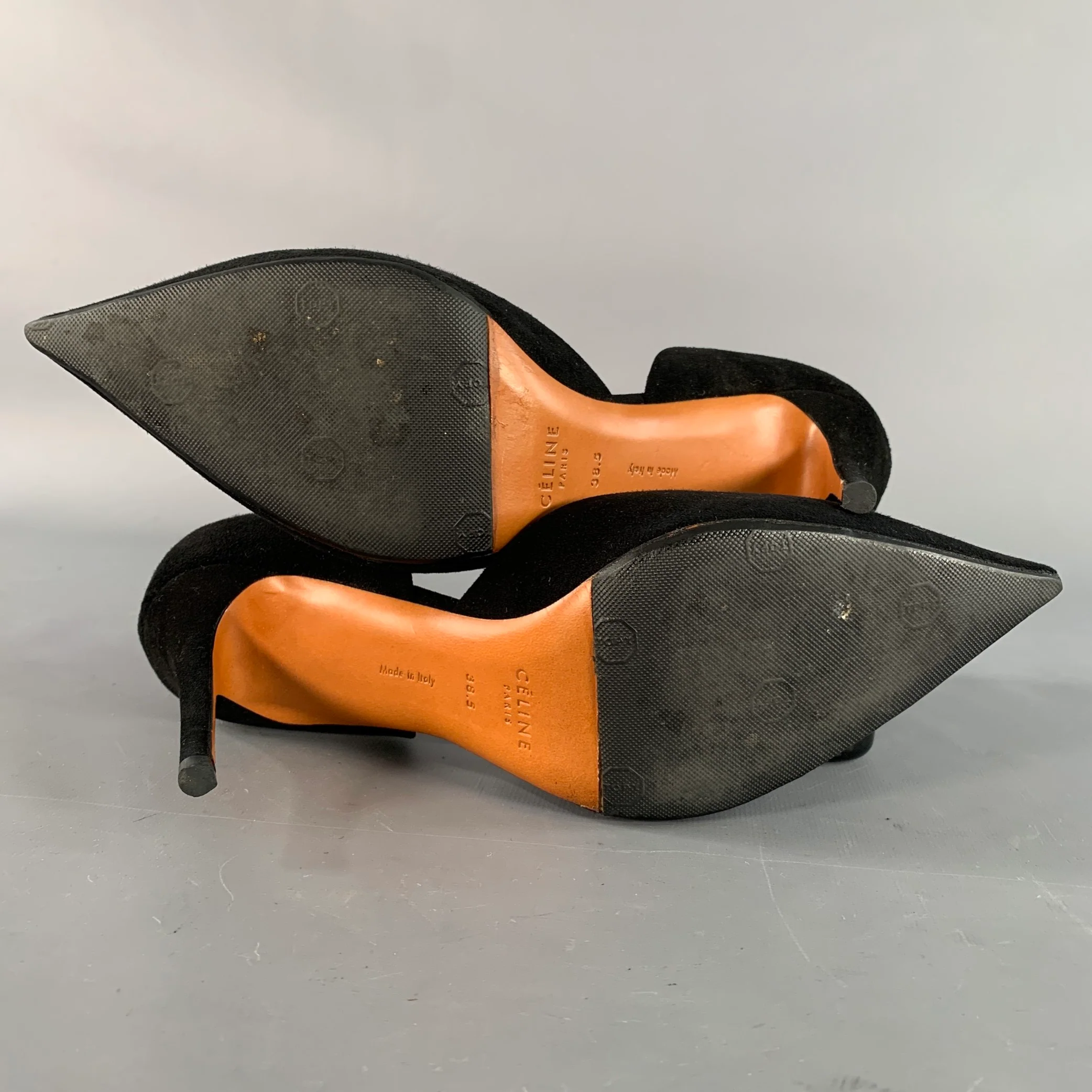CELINE Size 8.5 Black Suede Pointed Toe D'Orsay Stiletto Pumps - Image 6