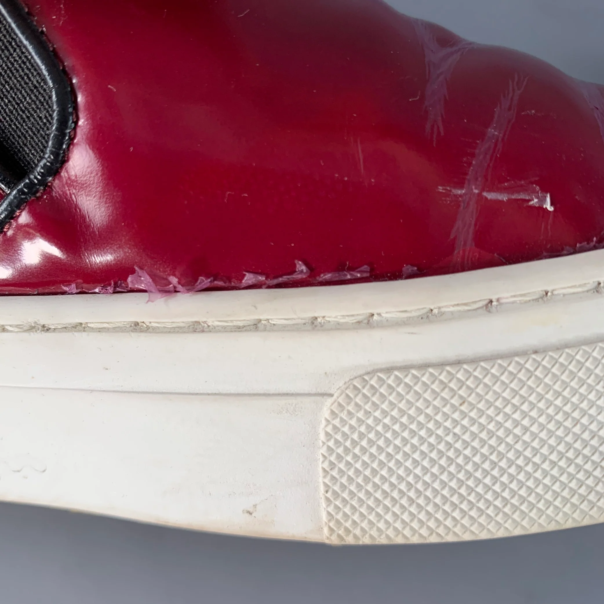 CELINE Size 8.5 Burgundy White Patent Leather Slip On Sneakers - Image 9