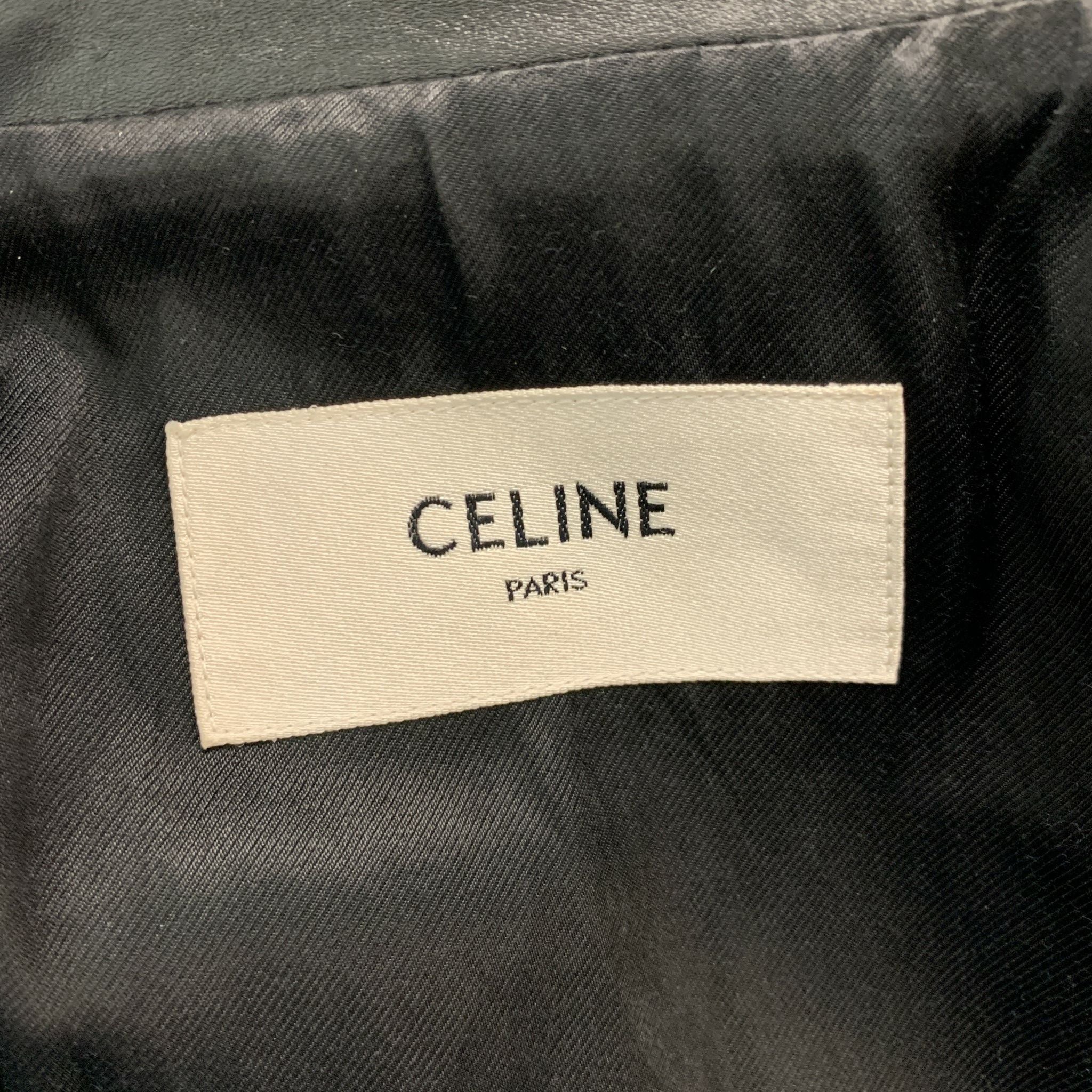 CELINE Size 8 Black Calf Motorcycle Jacket - Image 4