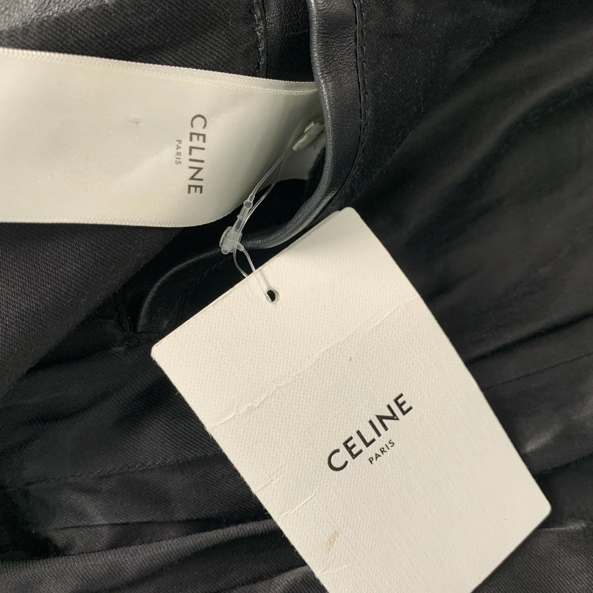 CELINE Size 8 Black Calf Motorcycle Jacket - Image 5