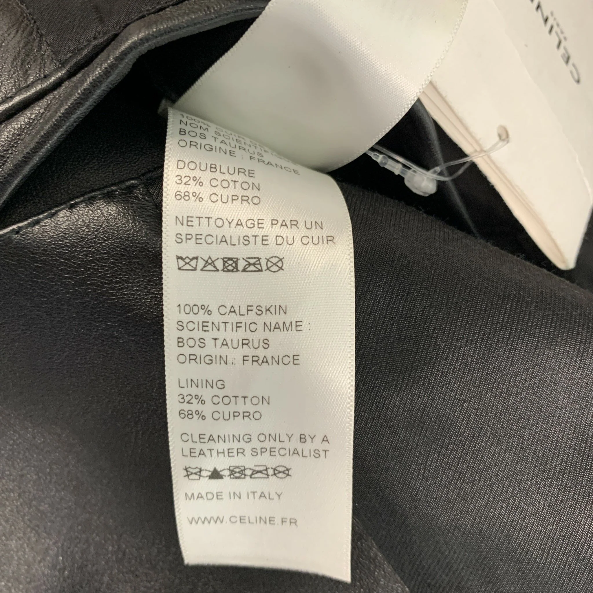 CELINE Size 8 Black Calf Motorcycle Jacket - Image 6