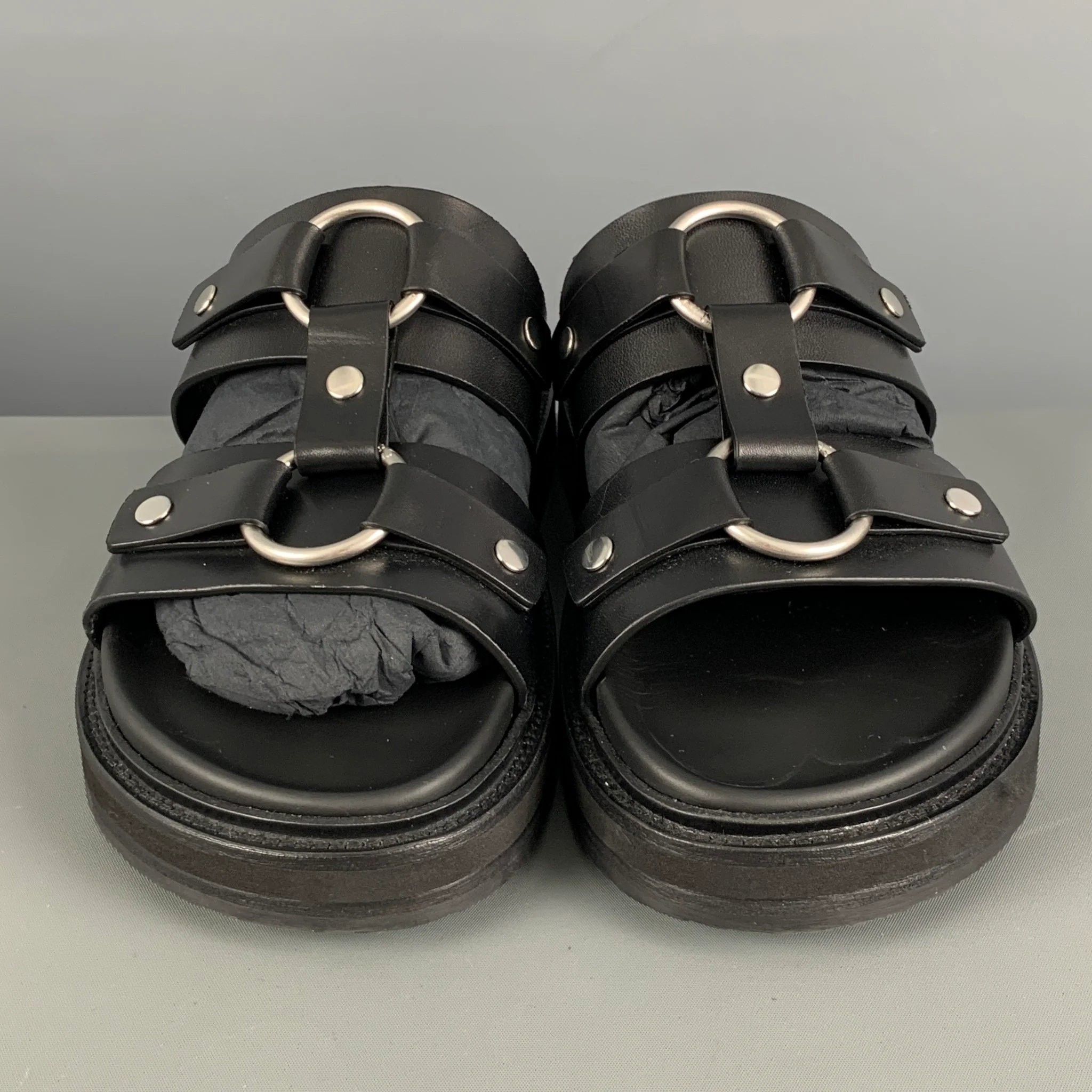 CELINE Size 8 Black Leather Gladiator Sandals - Image 4