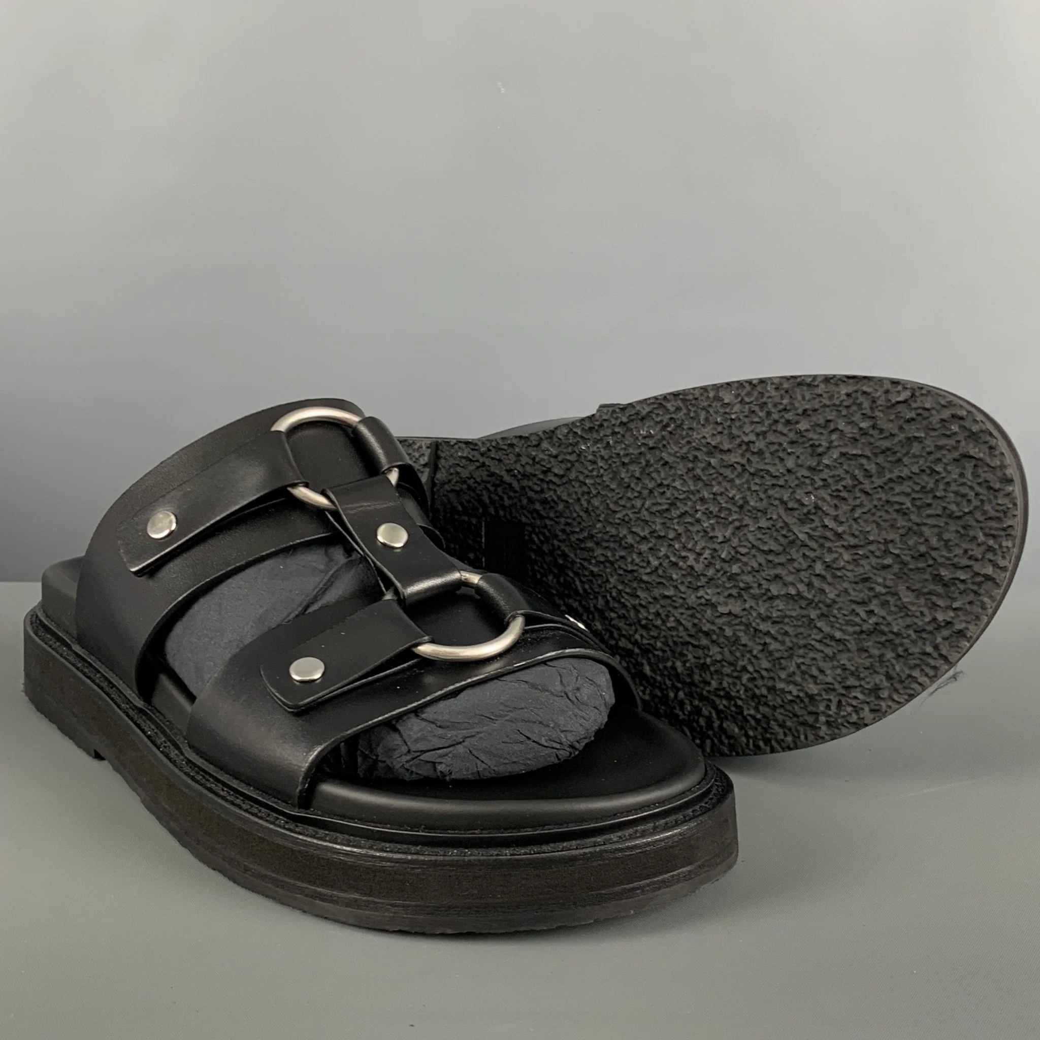 CELINE Size 8 Black Leather Gladiator Sandals - Image 5