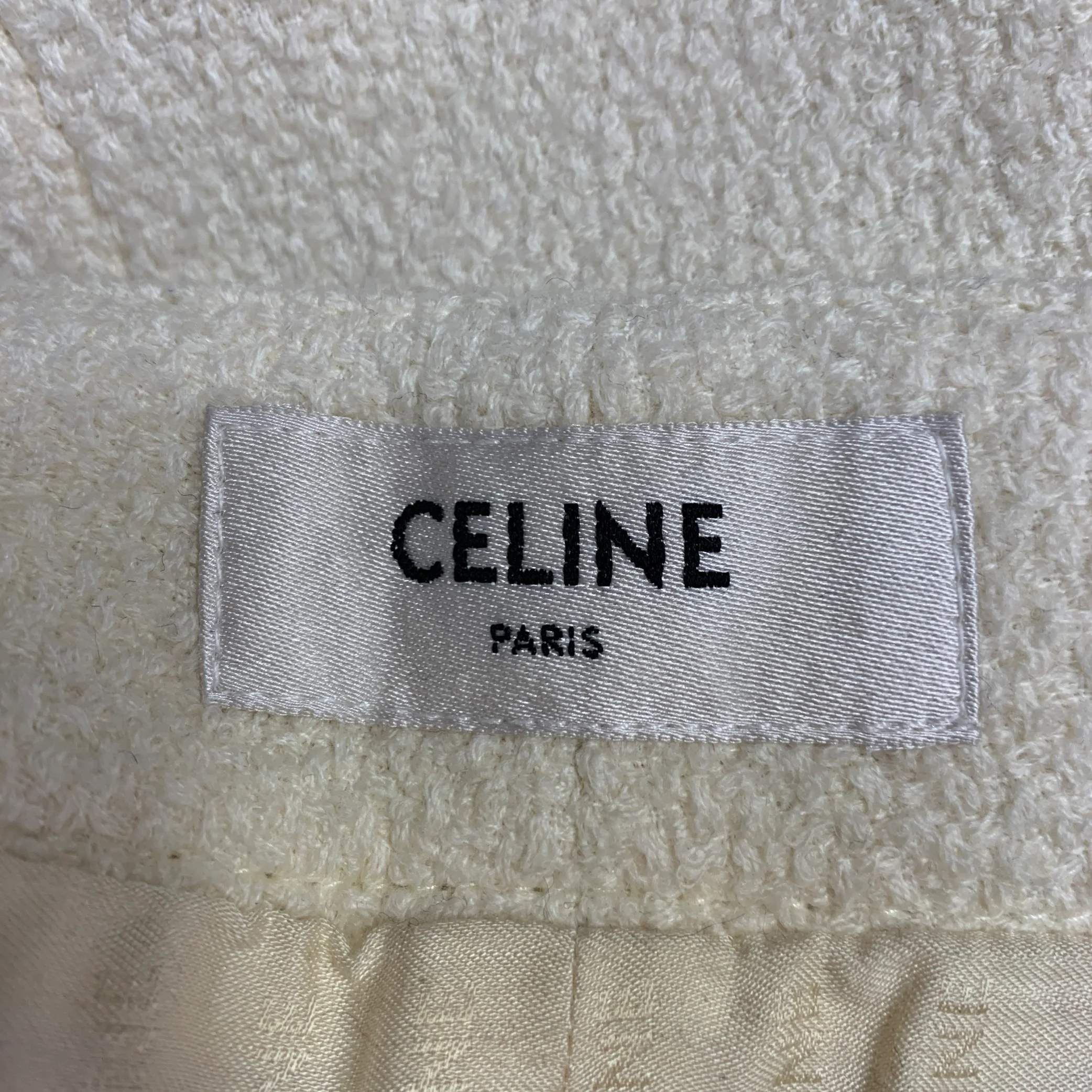 CELINE Size 8 Cream Wool Blend Boucle Two Pockets Snaps Mini Skirt - Image 5