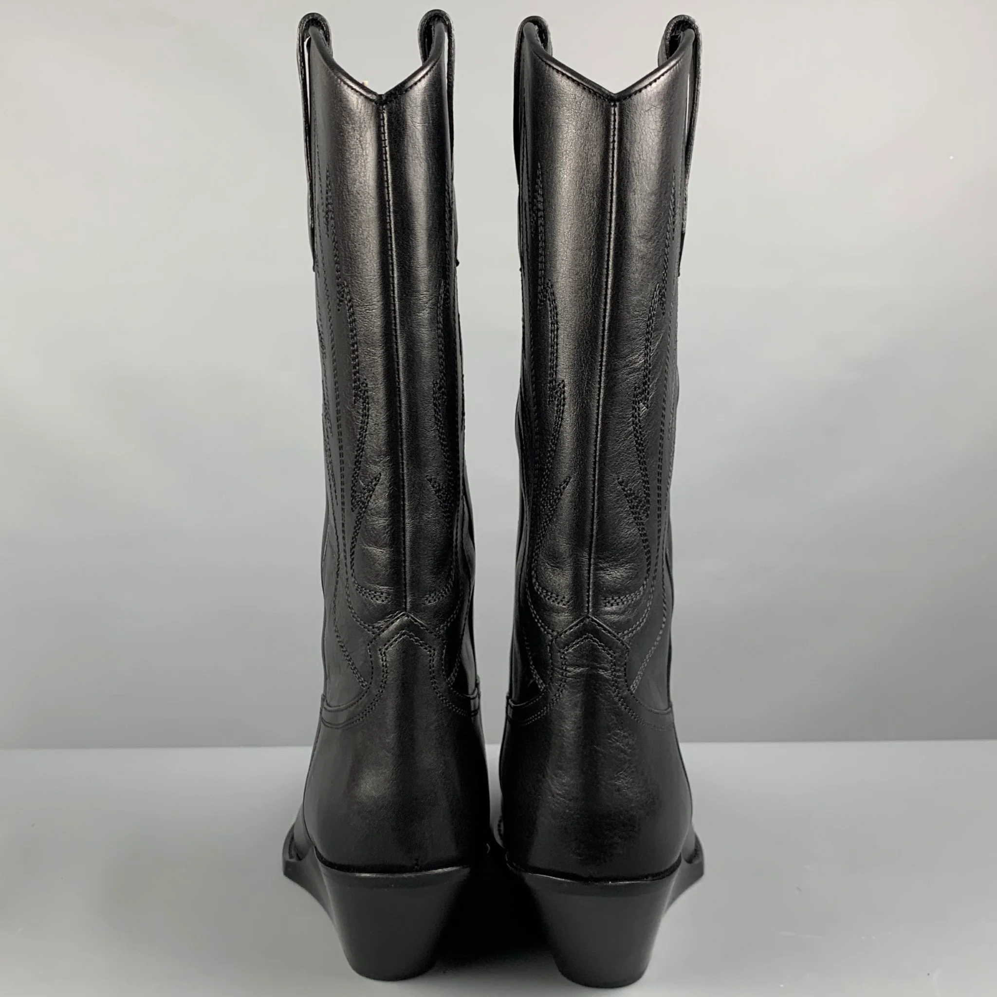 CELINE Size 8 Mens Black Rhinestone Leather Western Boots - Image 3