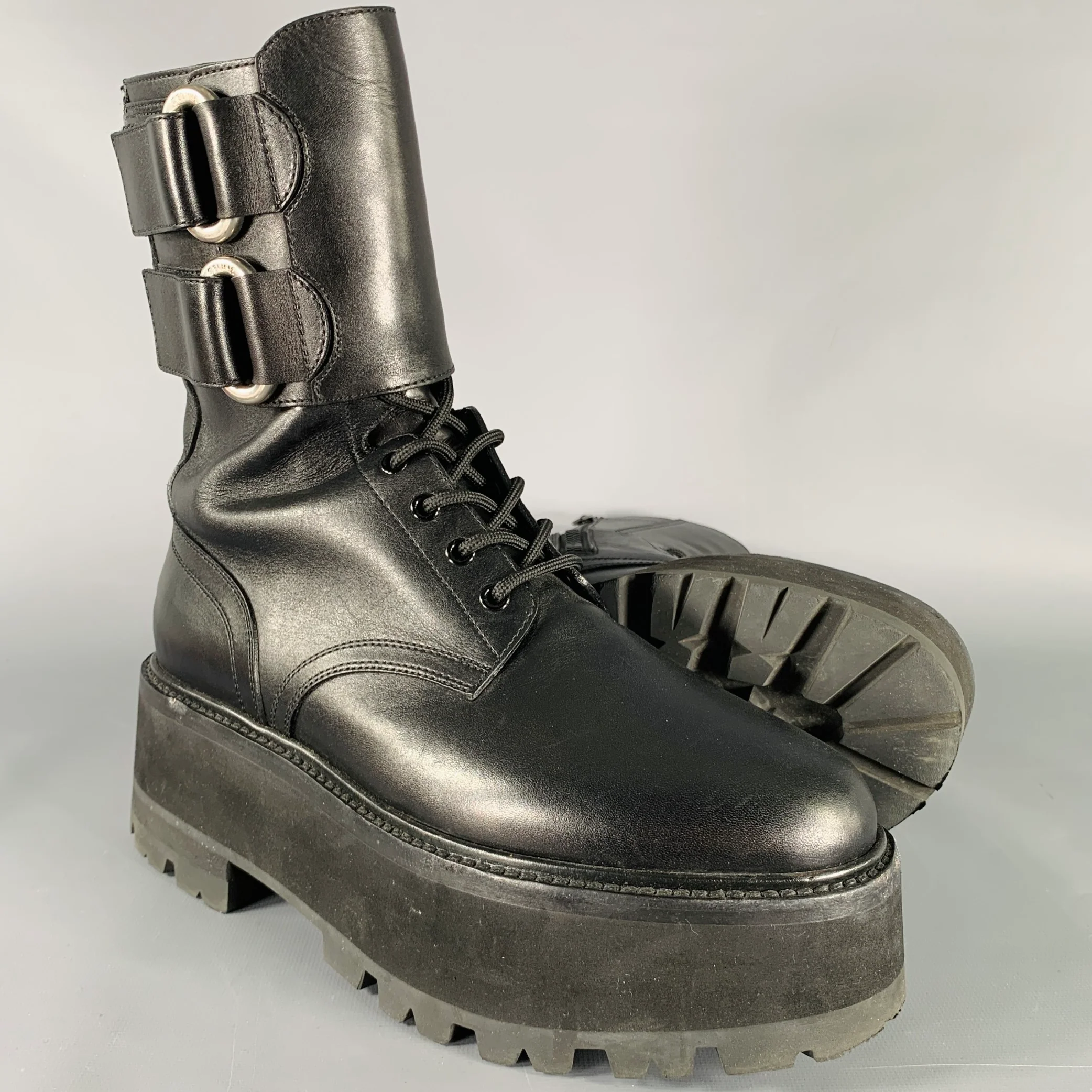 CELINE Size 8 SS23 -Bulky Maxx- Black Leather Platform Boots - Image 6