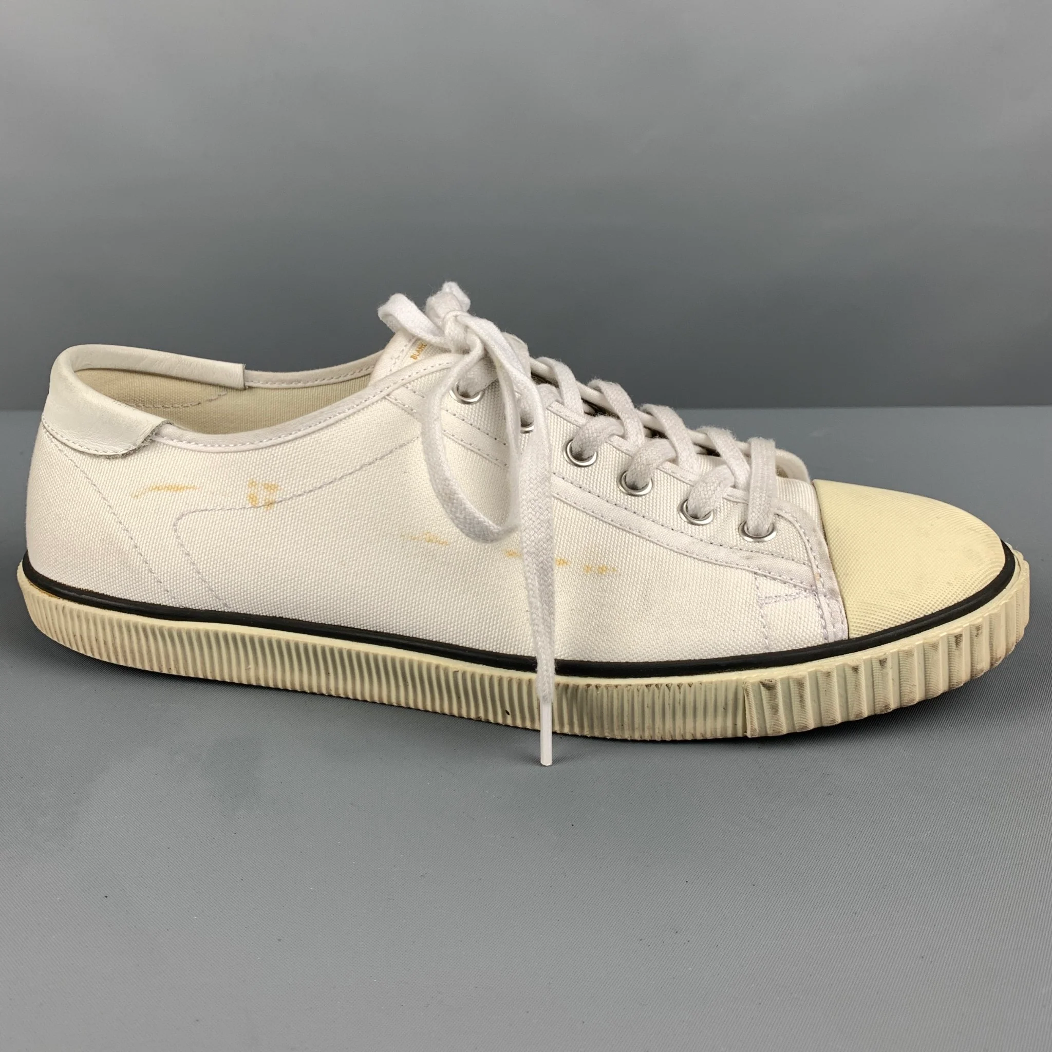 CELINE Size 8 White Black Canvas Sneakers - Image 2