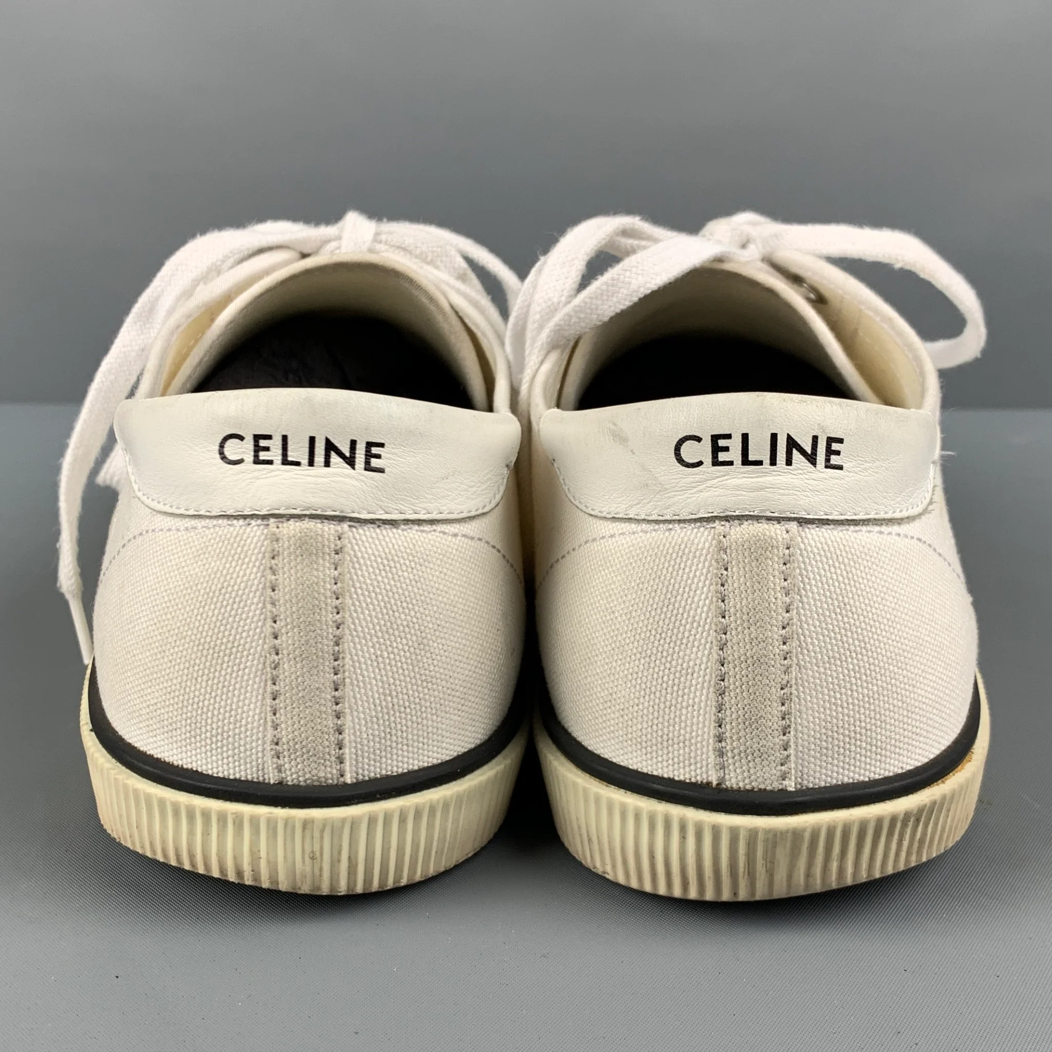CELINE Size 8 White Black Canvas Sneakers - Image 3