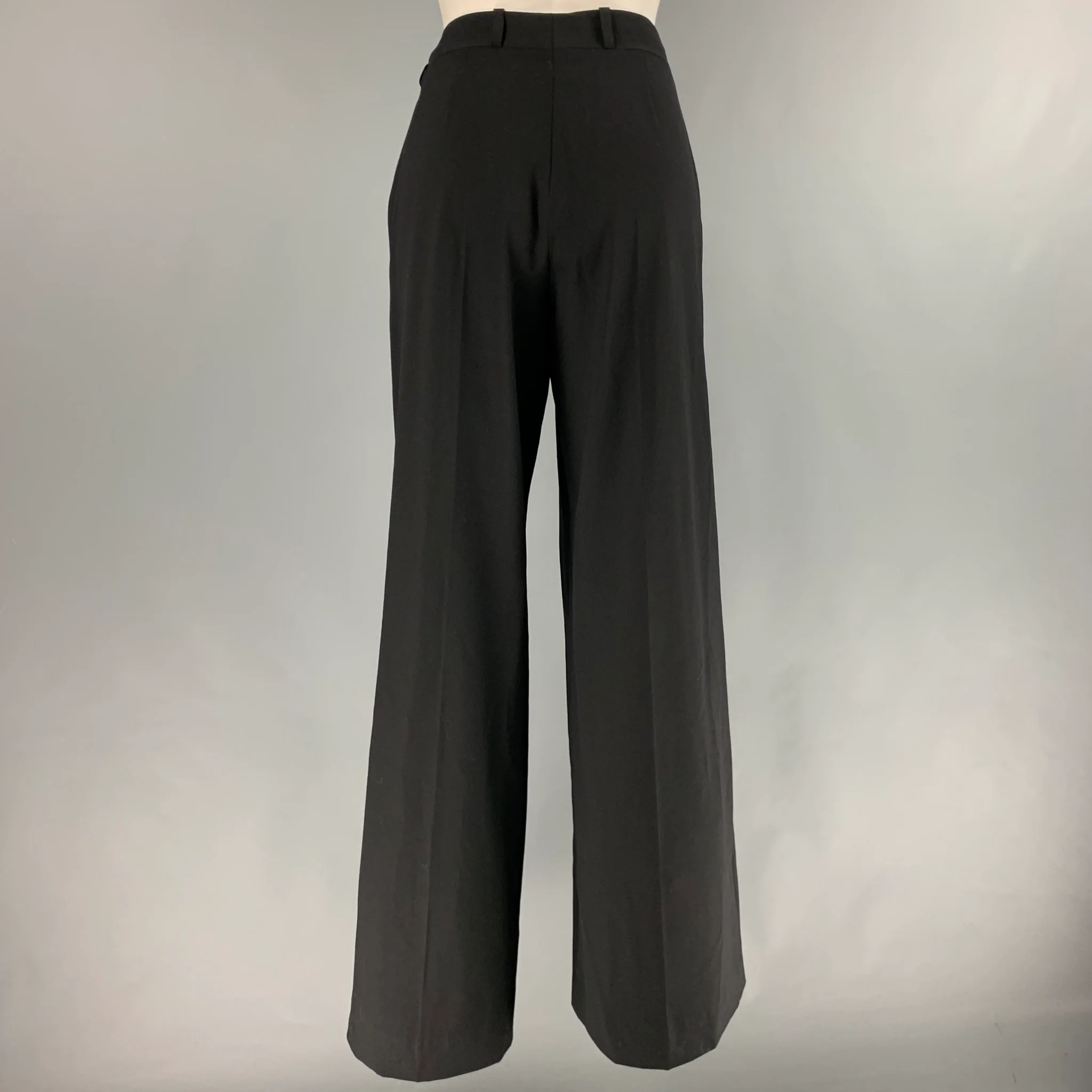 CELINE Size L Black Wool Blend Zip Dress Pants - Image 5