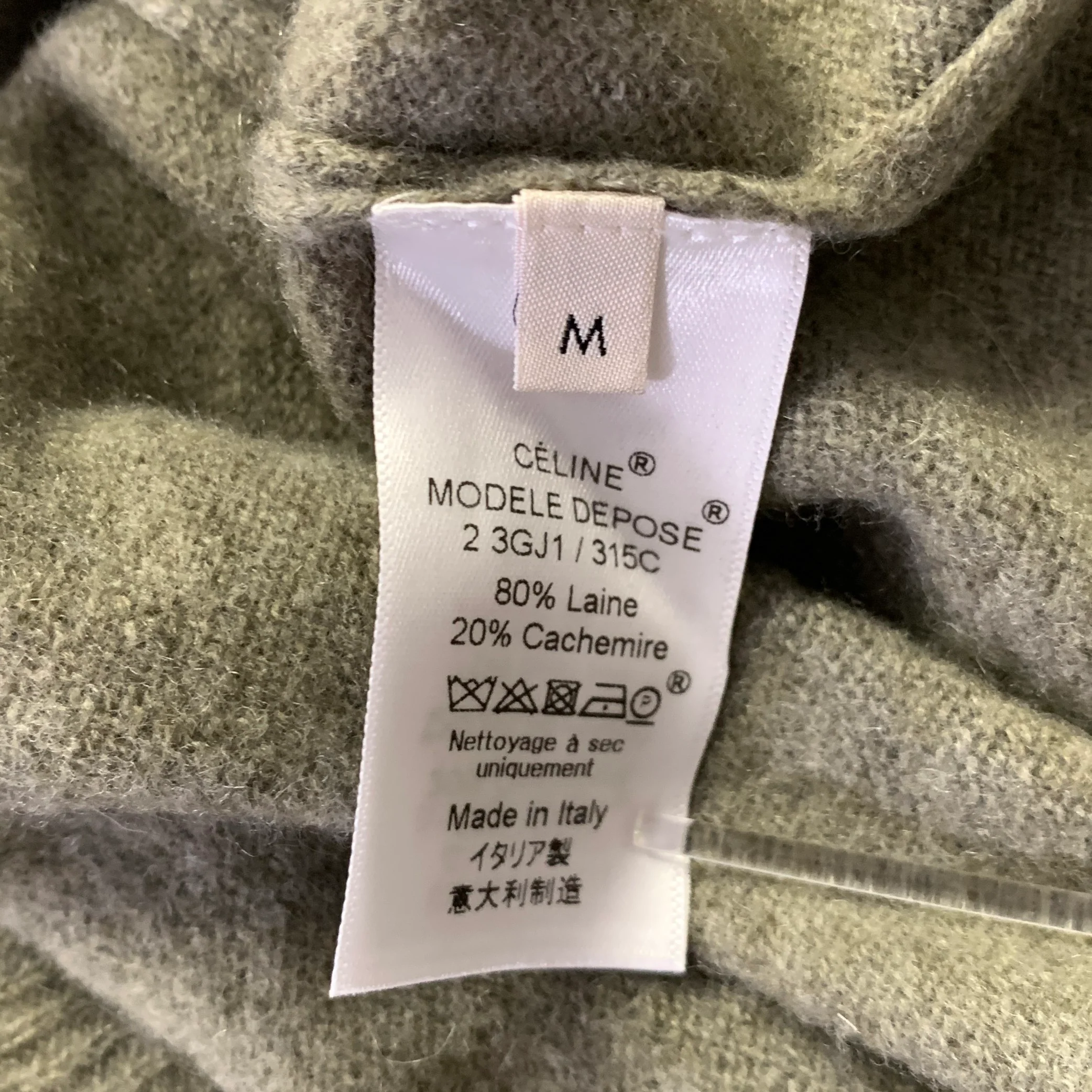 CELINE Size M Khaki Green Wool Cashmere Wrap Pullover - Image 6