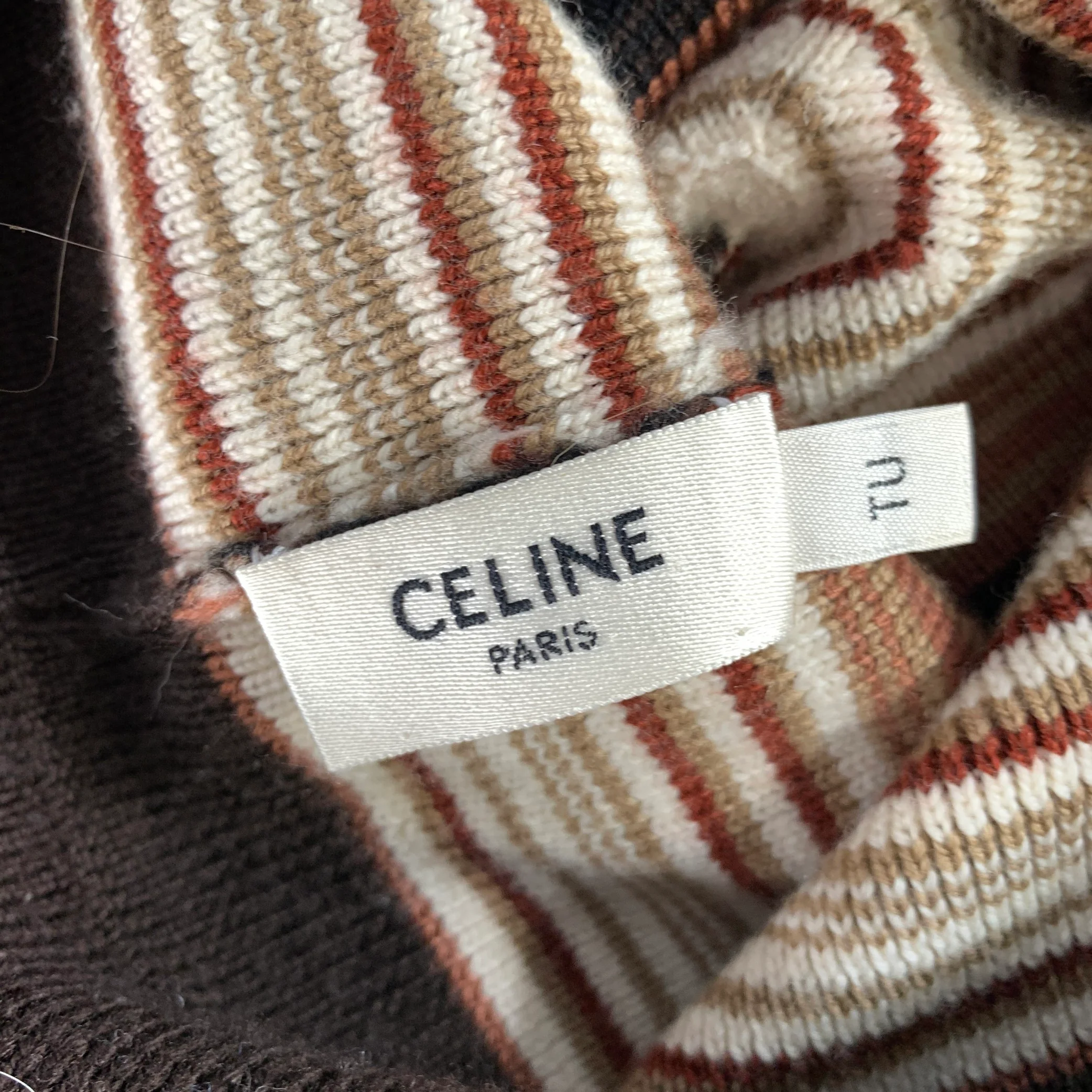 CELINE Size One Size Brown Tan Stripe Wool Hats - Image 5