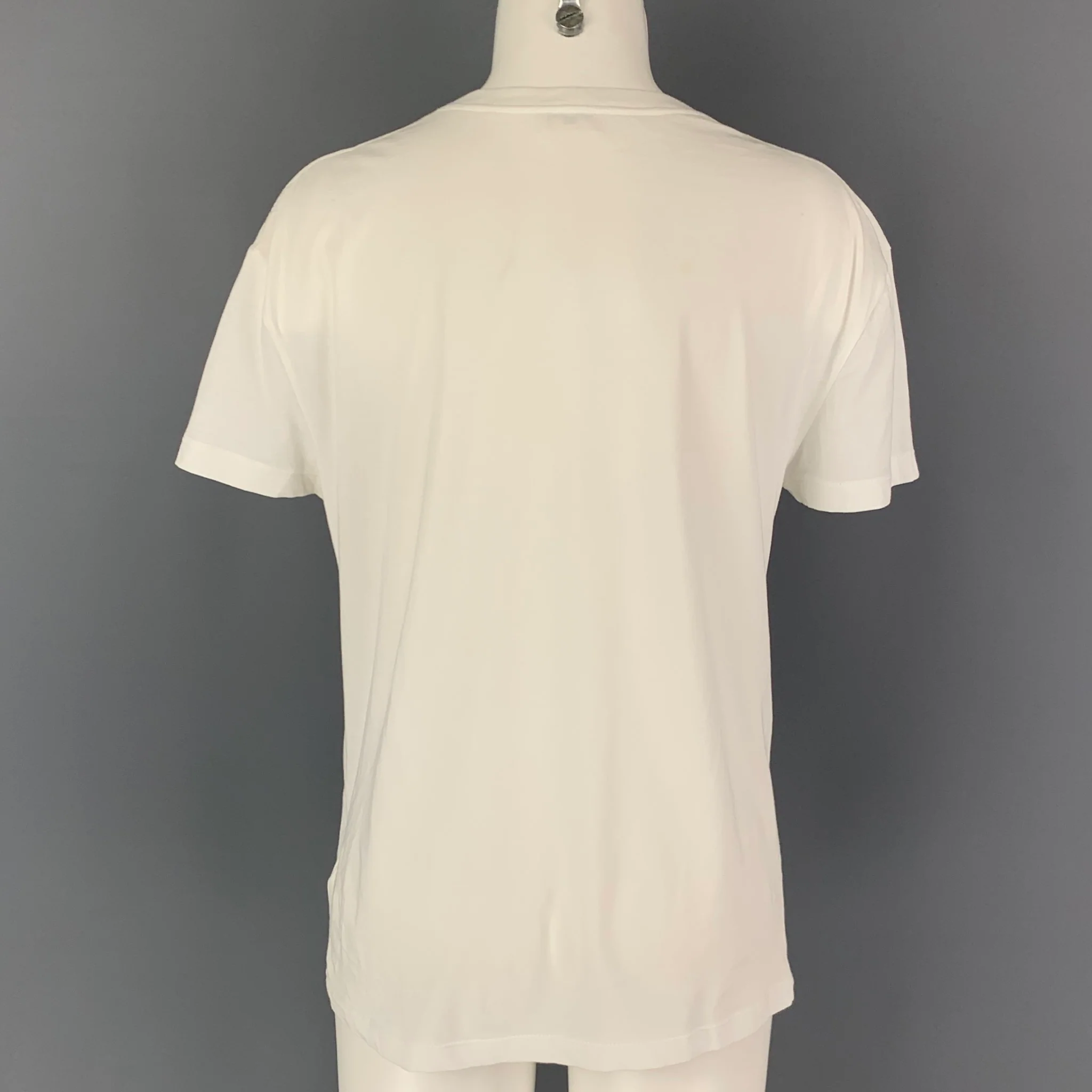 CELINE Size S White Black Cotton Graphic Short Sleeve T-Shirt - Image 3