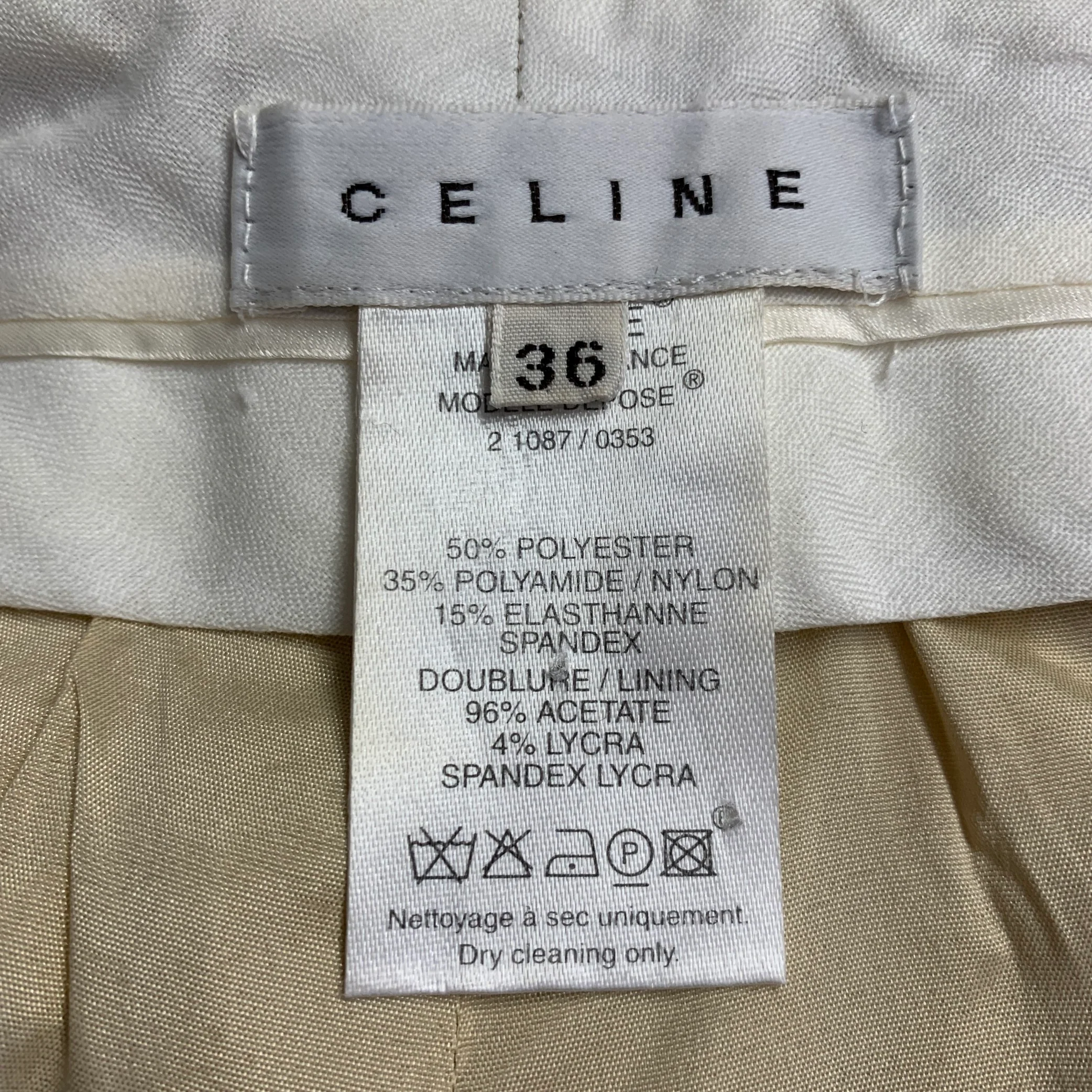 CELINE Size XS Cream Silver Jacquard Paisley Straight Dress Pants - Image 4
