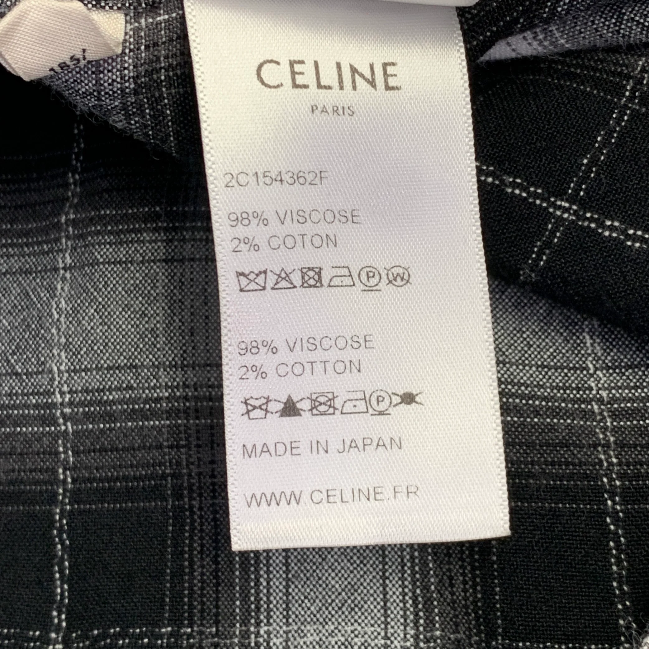 CELINE Size XXL Black White Plaid Viscose Cotton Button Down Long Sleeve Shirt - Image 6
