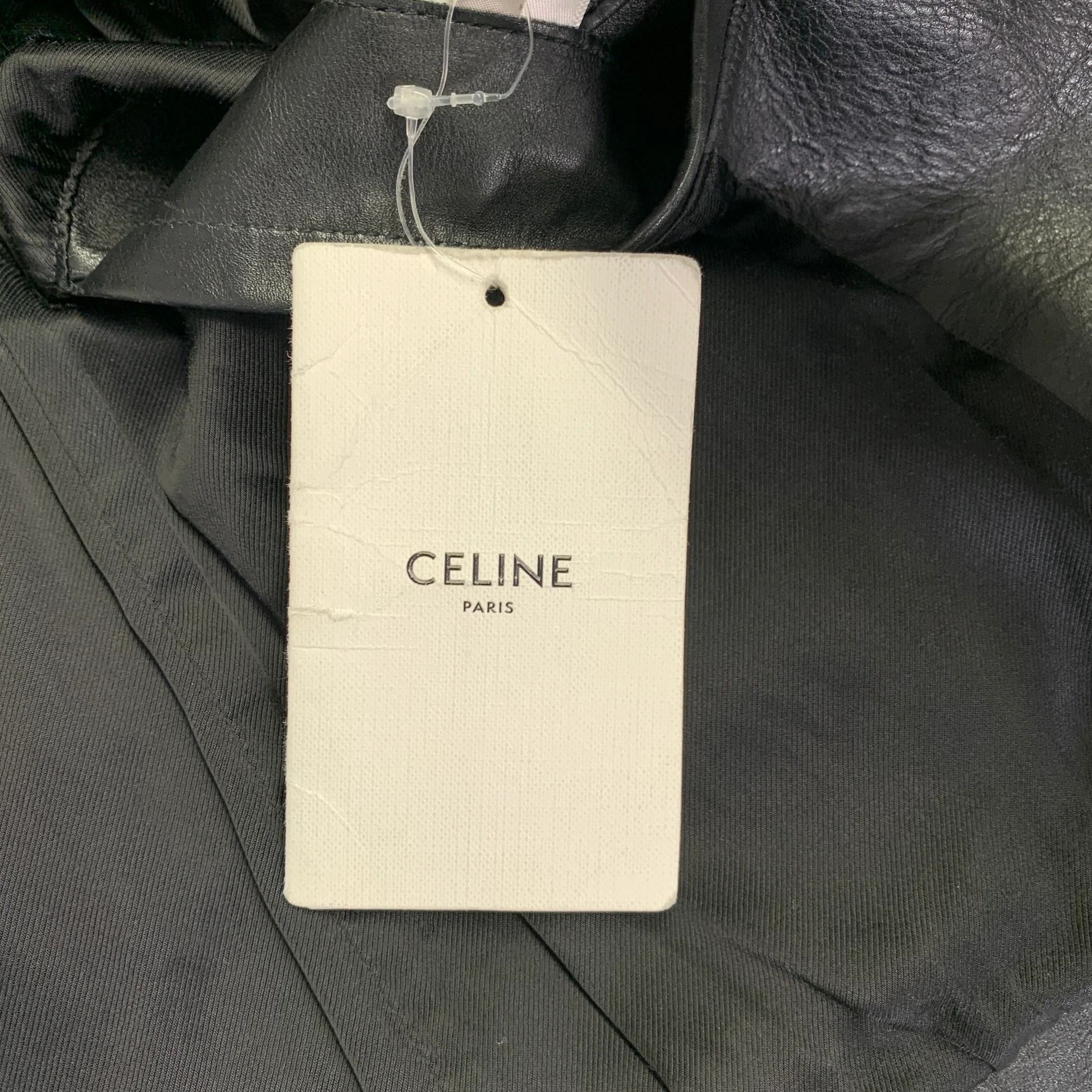 CELINE SS19 Size 4 Hedi Slimane Black Silver Calf Leather Motorcycle Jacket - Image 10