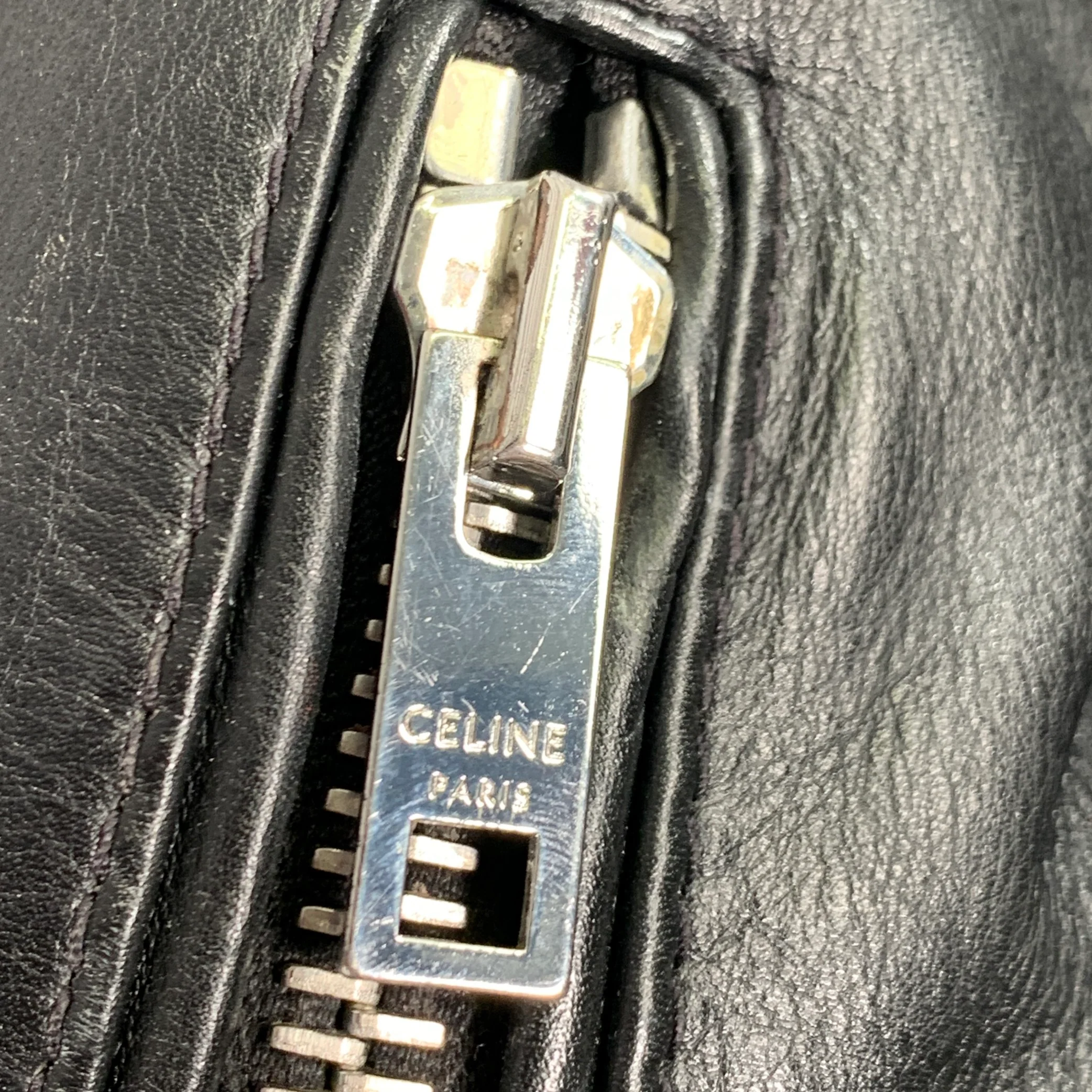 CELINE SS19 Size 4 Hedi Slimane Black Silver Calf Leather Motorcycle Jacket - Image 3