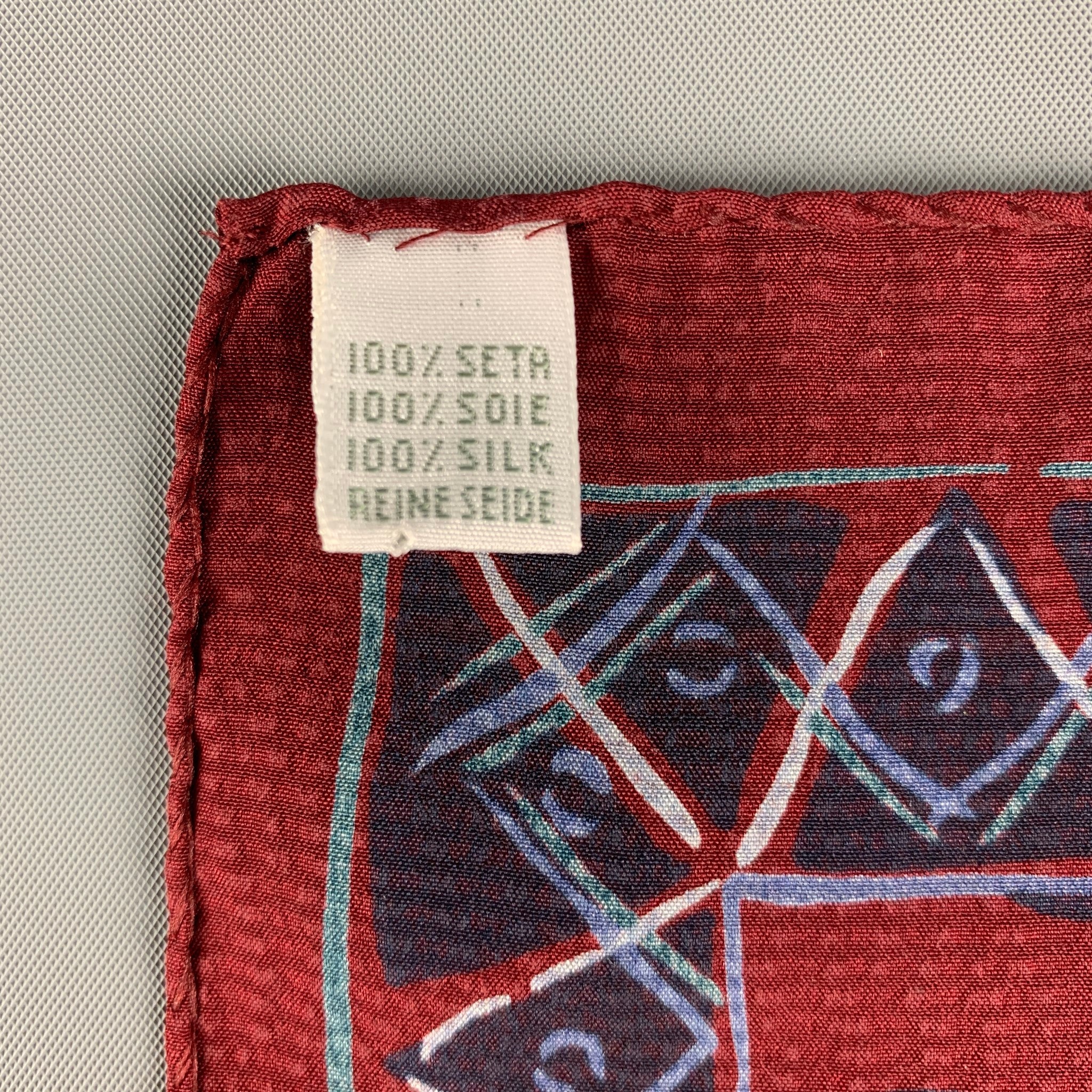 CERRUTI Burgundy Blue Dots Silk Pocket Square - Image 10