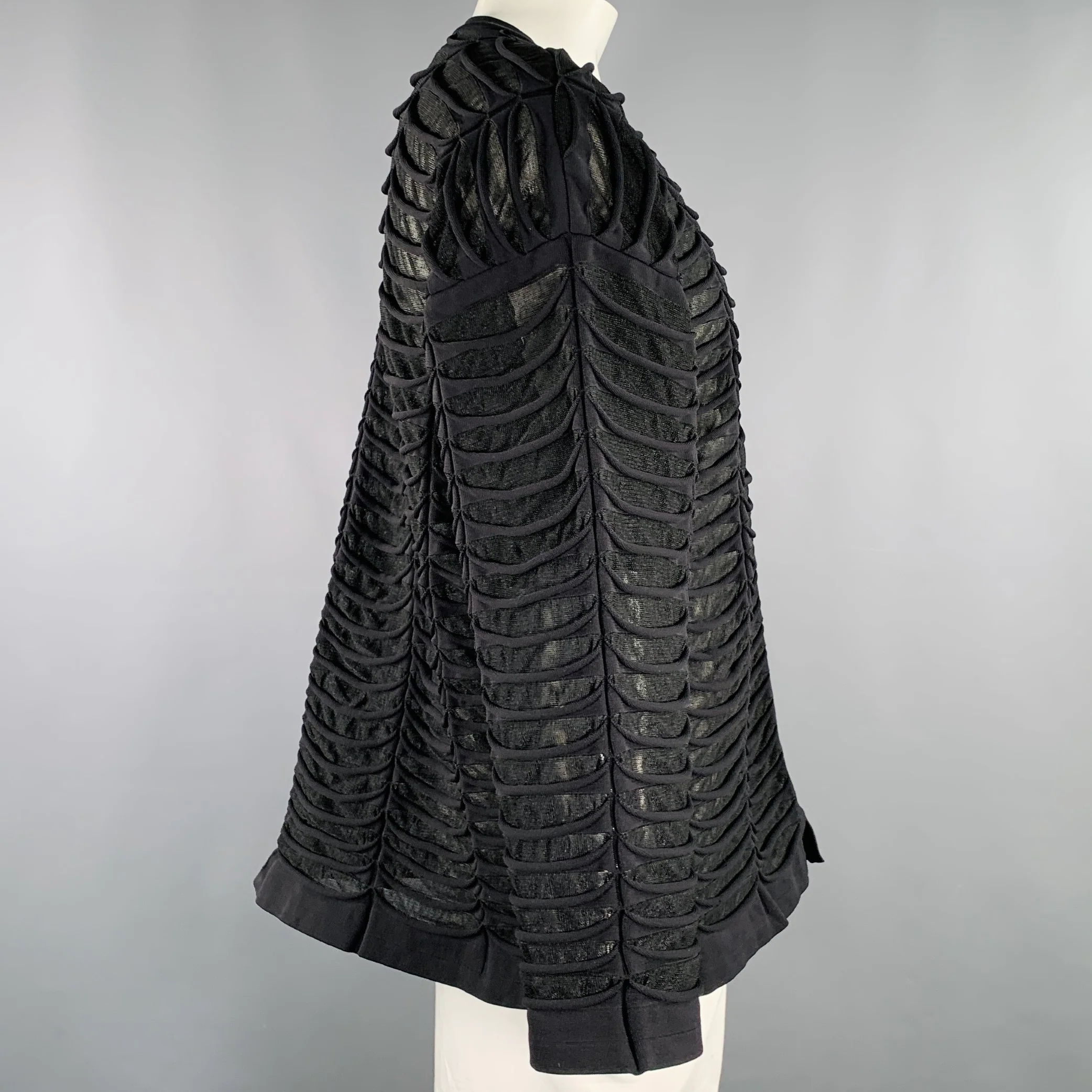 CFCL Size XL Black Textured Polyester Blend Zip Up Jacket - Image 3