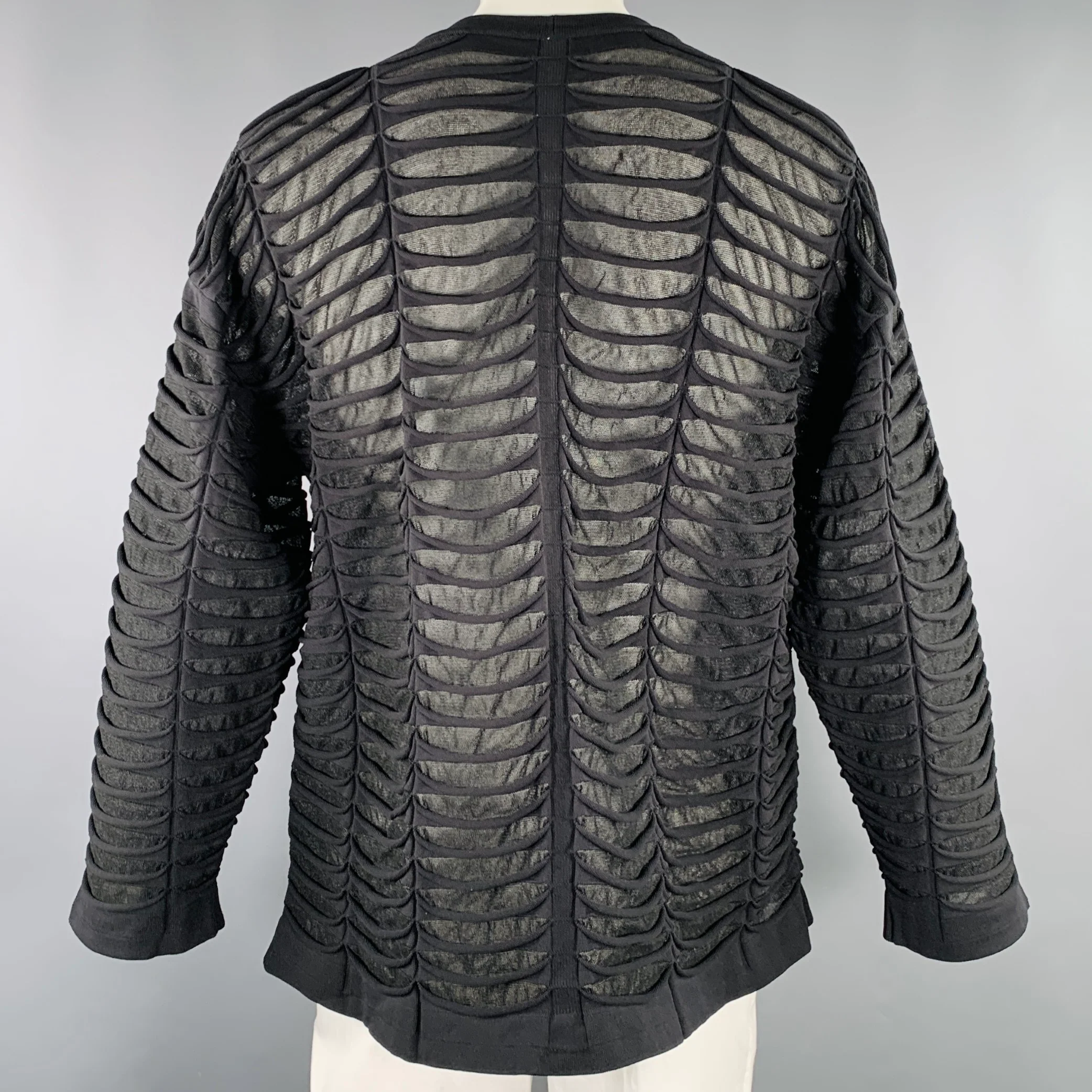 CFCL Size XL Black Textured Polyester Blend Zip Up Jacket - Image 4