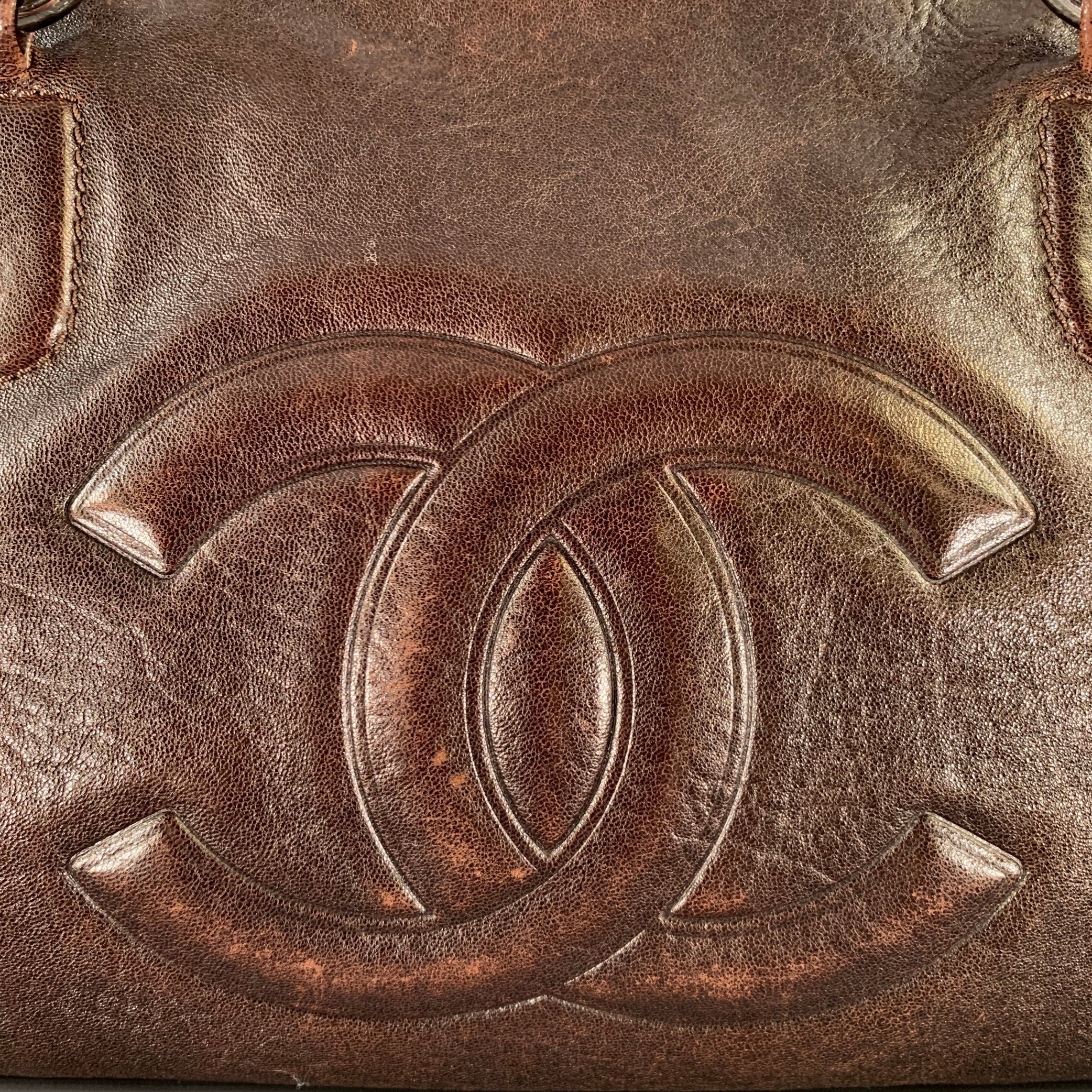 CHANEL Perfect Day FW 2007 Brown Gunmetal Quilted Calfskin Top Handles Handbag - Image 2