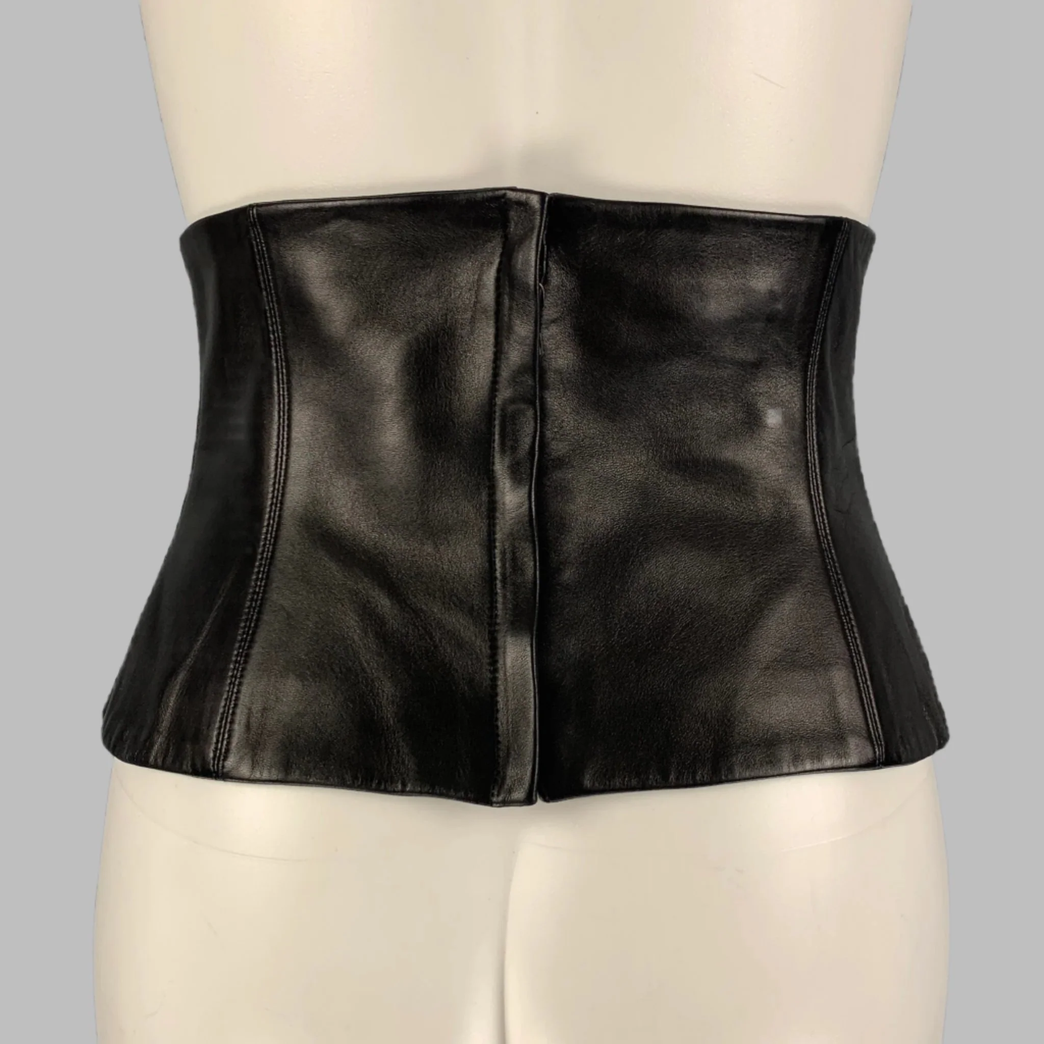 CHANEL FW 2001 Size 6 Black Leather Silk Belt - Image 3