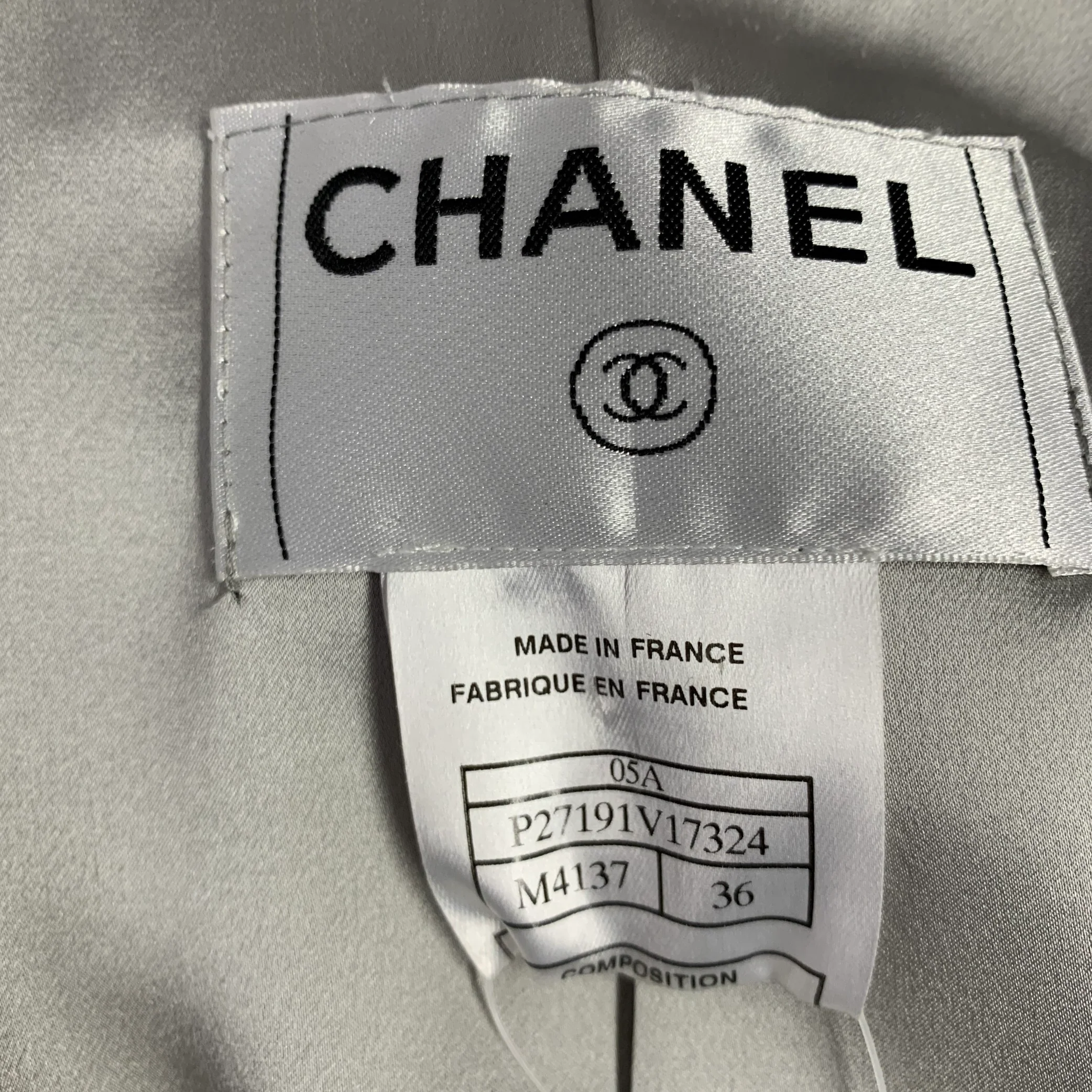 CHANEL FW2005 Size 4 Purple Grey Silk Blend Open Front Jacket - Image 5