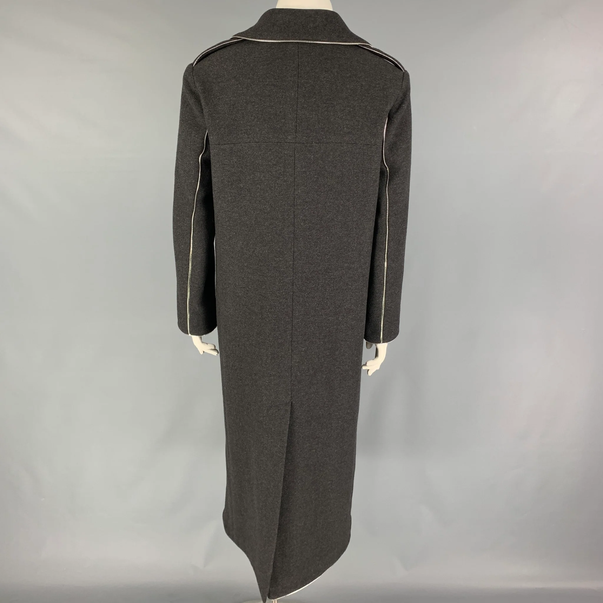 CHANEL Pre-Fall 2008 Size 14 Charcoal Wool Polyamide Double Breasted Coat - Image 5