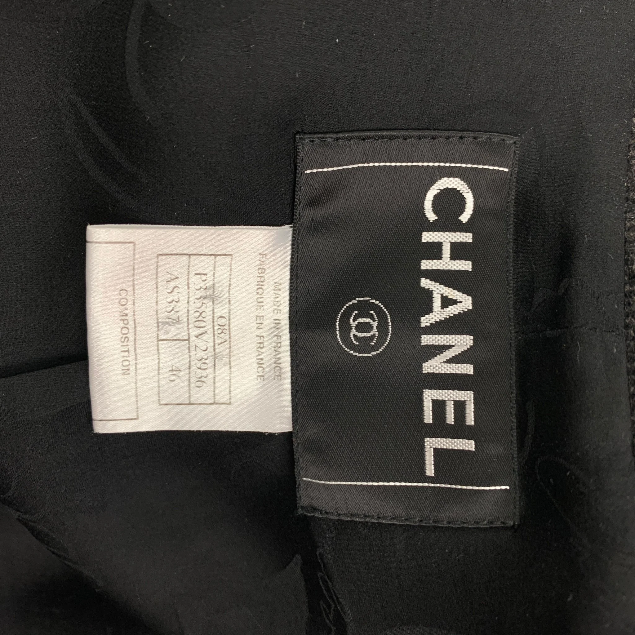 CHANEL Pre-Fall 2008 Size 14 Charcoal Wool Polyamide Double Breasted Coat - Image 9
