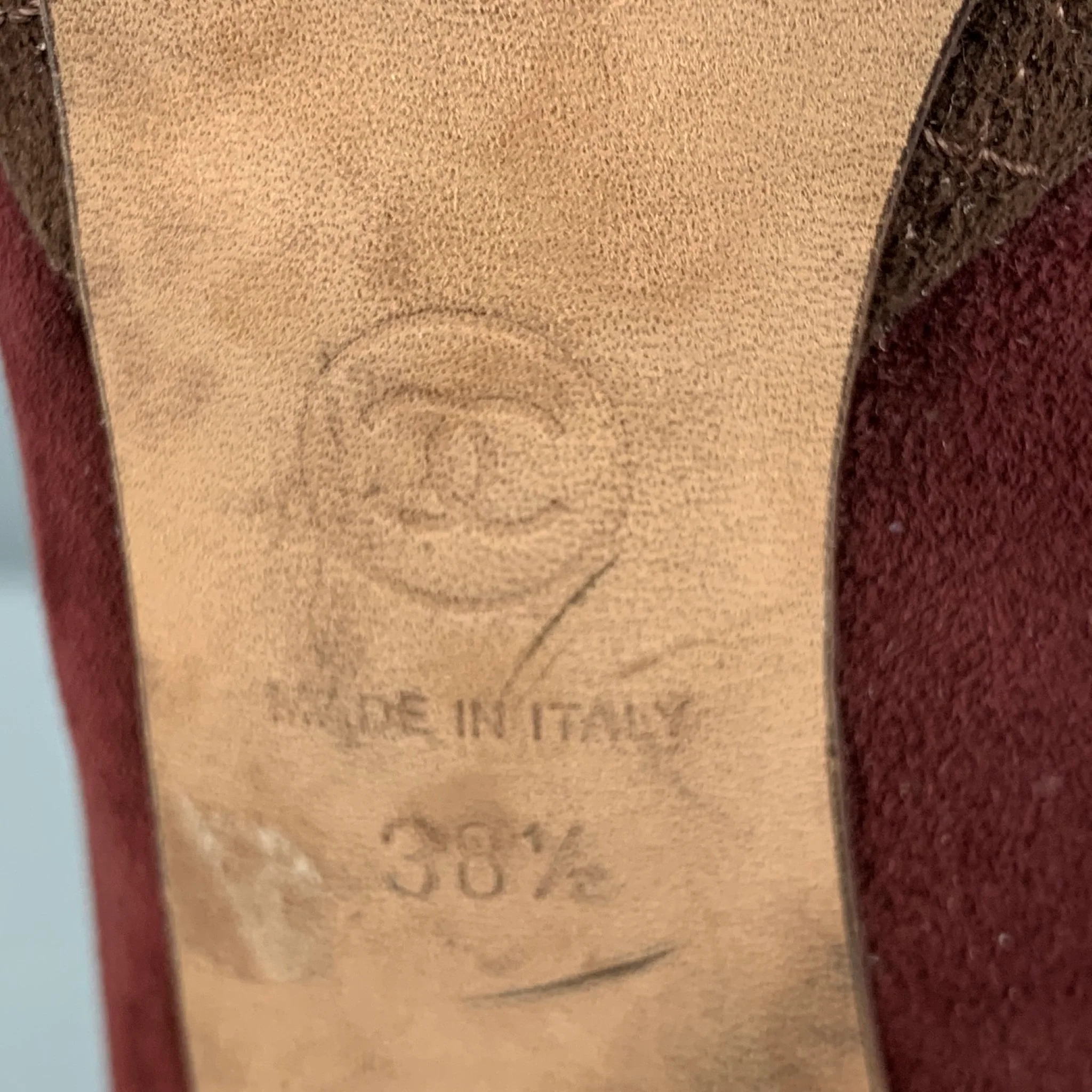 CHANEL Size 7.5 Burgundy Brown Suede Slingback Pumps - Image 8