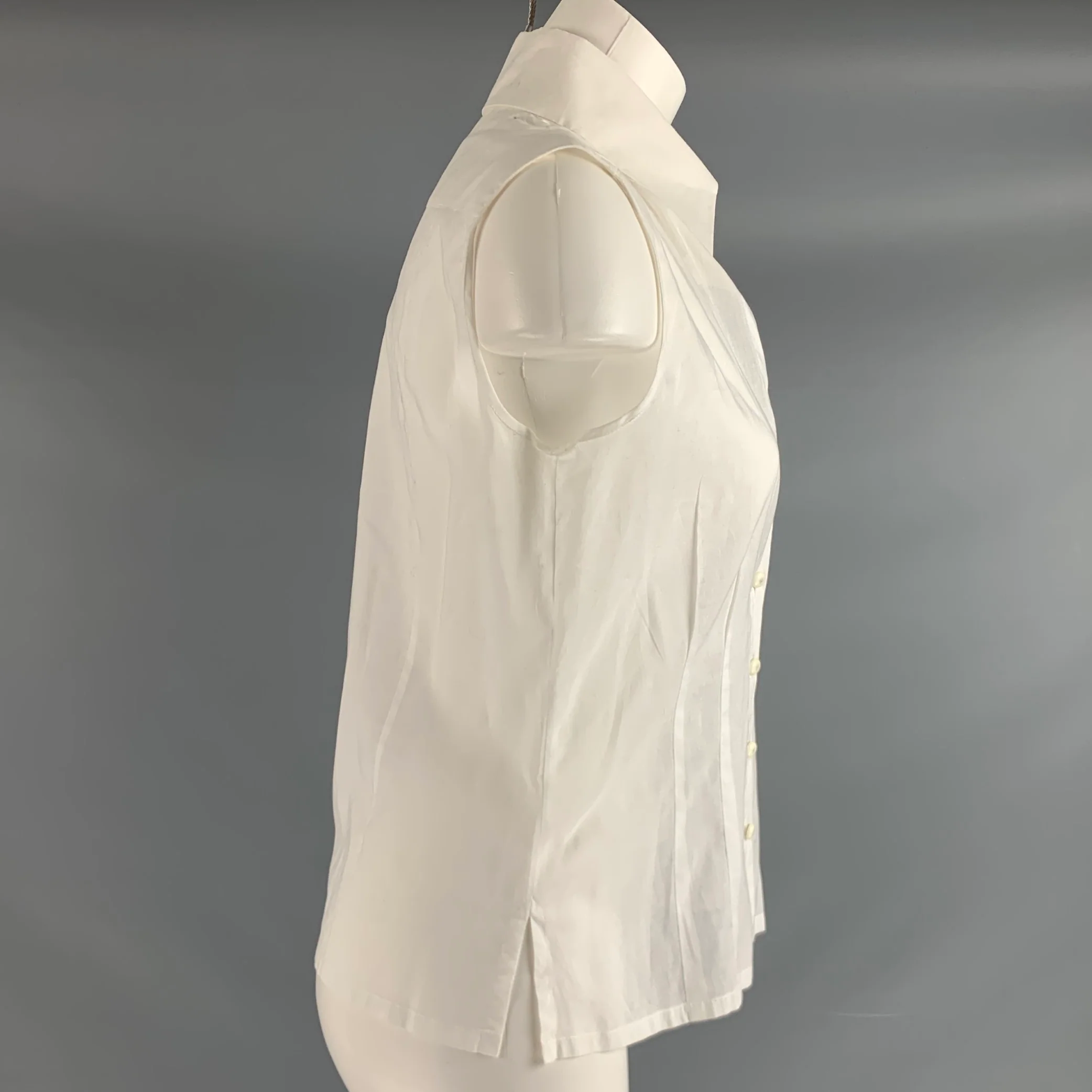 CHANEL Size 8 White Cotton Sleeveless Dress Top - Image 3