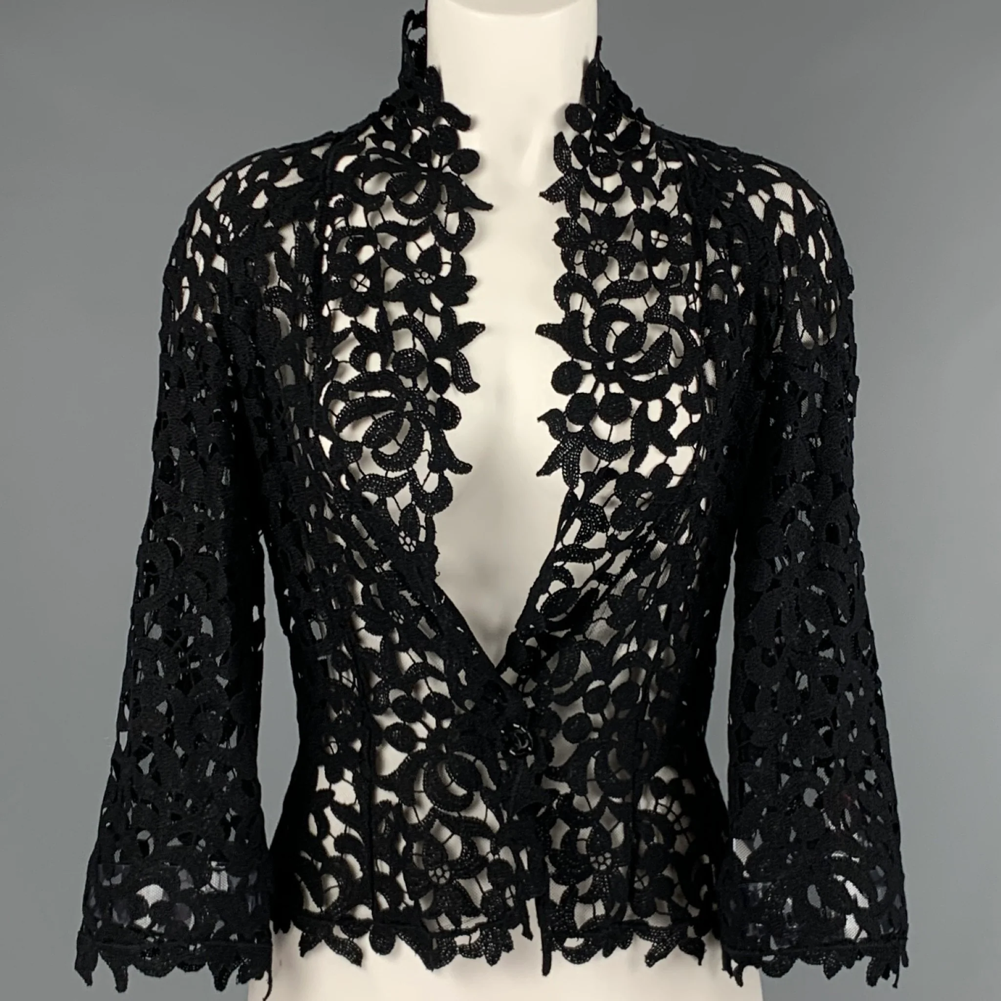 CHANEL Size M Black Single Button Jacket